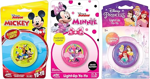 JA-RU Disney Light Up YoYo Disney Mickey Mouse, Minnie Mouse y Princess Styles Juguetes (3 unidades surtidas) Juguetes Fidget para niños Yoyo