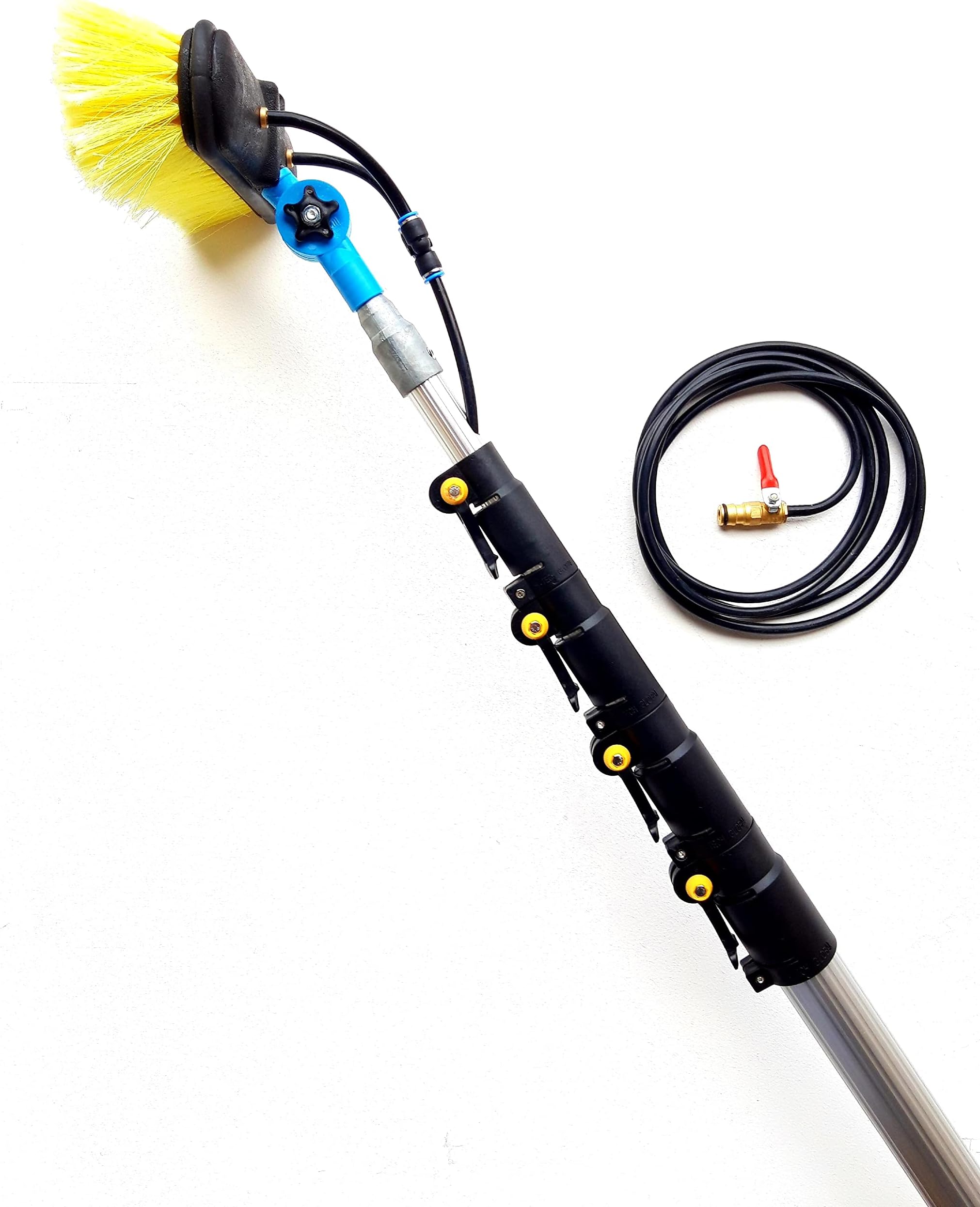 HI-TECH 16ft-20ft-24ft Telescopic Water Fed Window Cleaning Pole Kit Conservatory Hose Fed Cleaner Extendable Solar Panel Brush Kit, High Reach Window Cleaner Tool