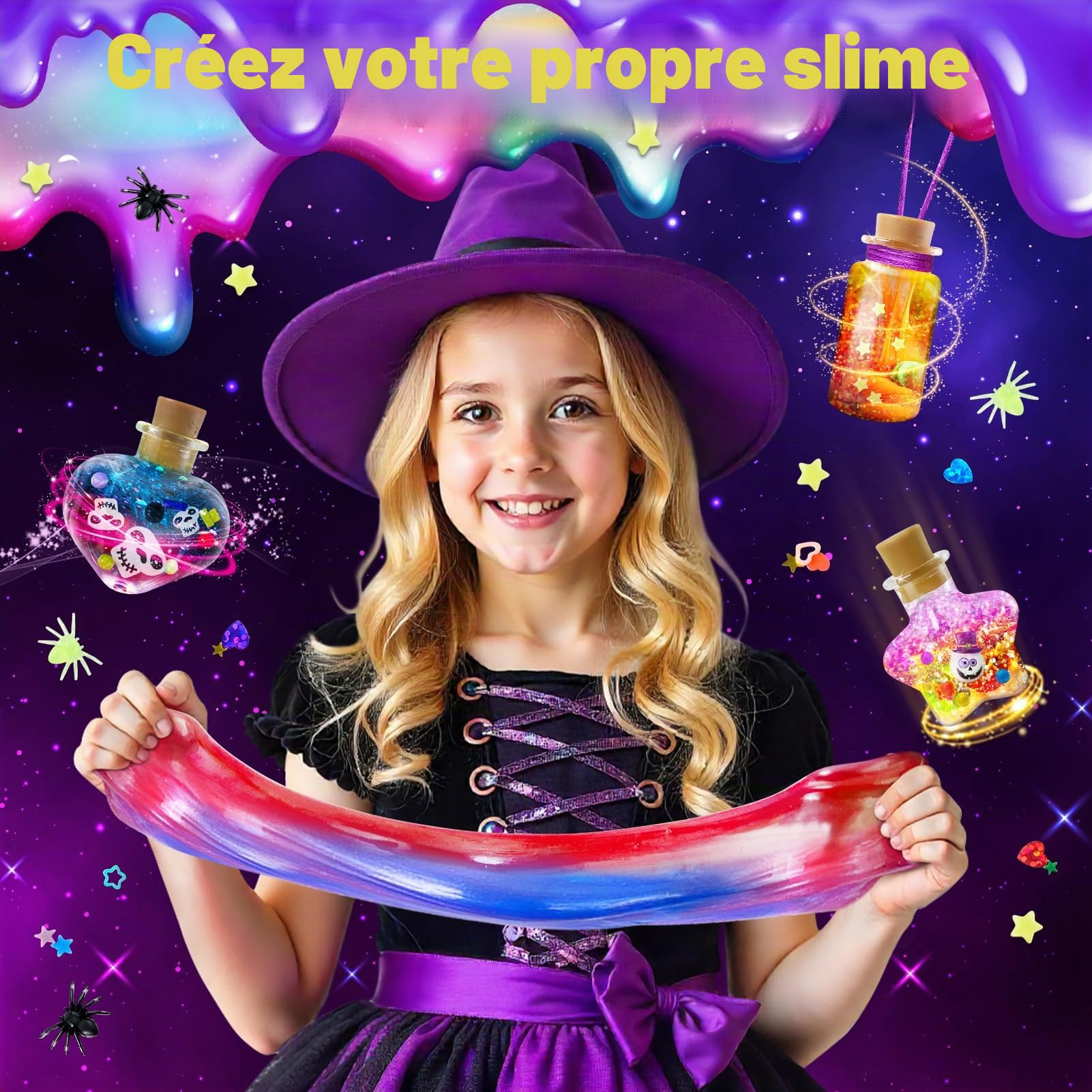 Galaxy Wizard Kit de Fabrication de Slime pour Enfants – Kit de Bricolage avec ajouts, Paillettes Crunchy, Boules en Mousse, pendentifs, Paillettes – Cadeau pour garçons et Filles à partir de 3 à 12