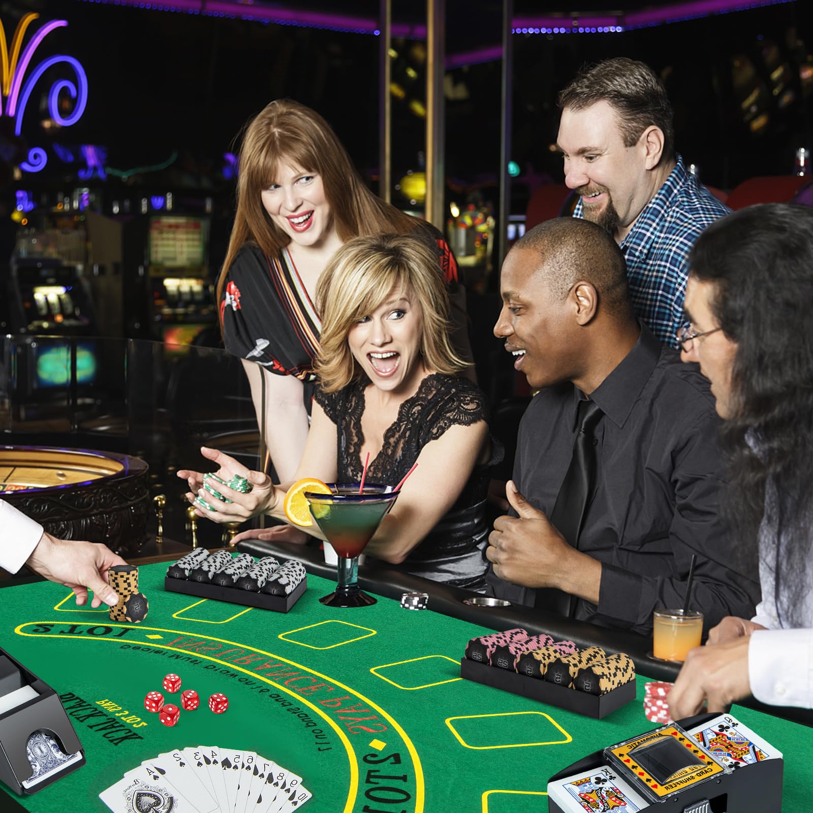 HOMASIS Set da Poker Professionale con Fiches e Mazzi di Carte per Texas Holdem