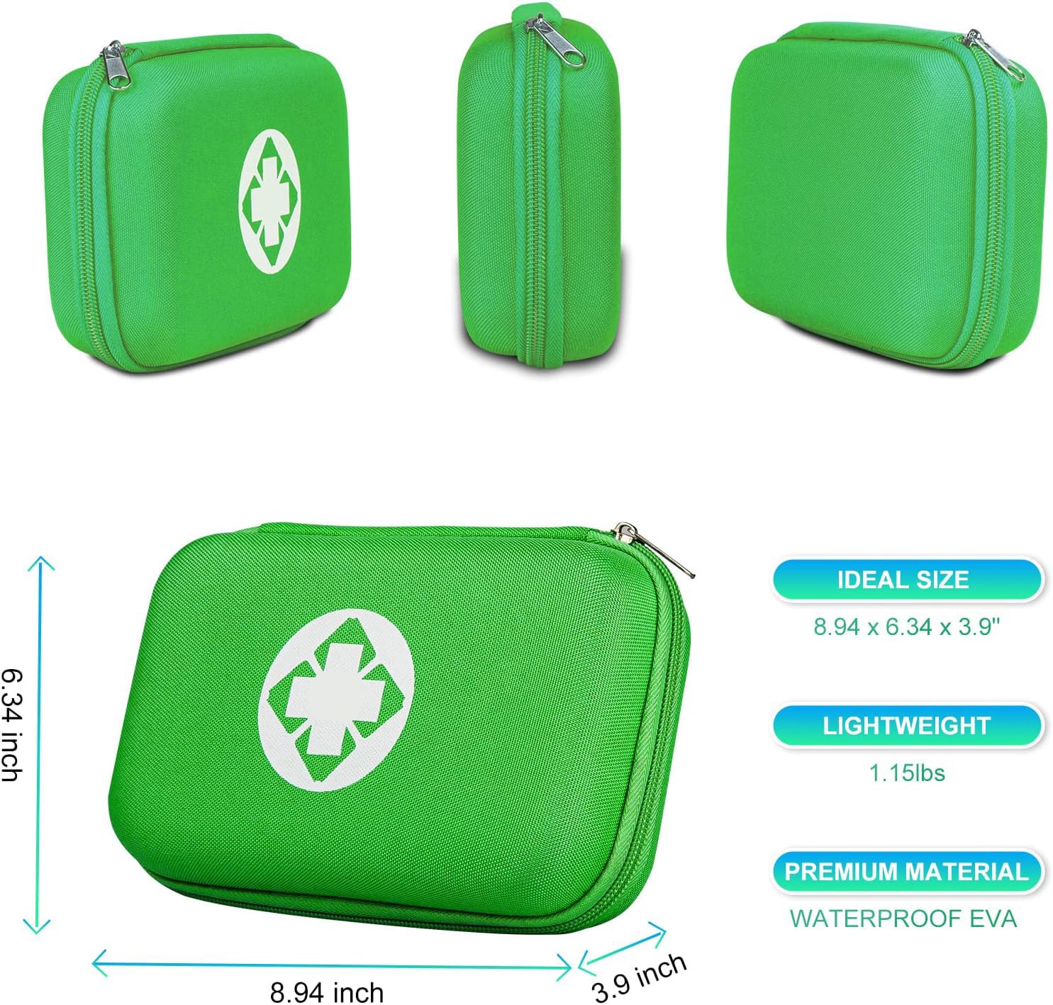 276 - Kit de primeros auxilios portátiles para negocios, kits de primeros auxilios portátiles para viajes, suministros esenciales de emergencia para actividades al aire libre, patinaje, barco, verde