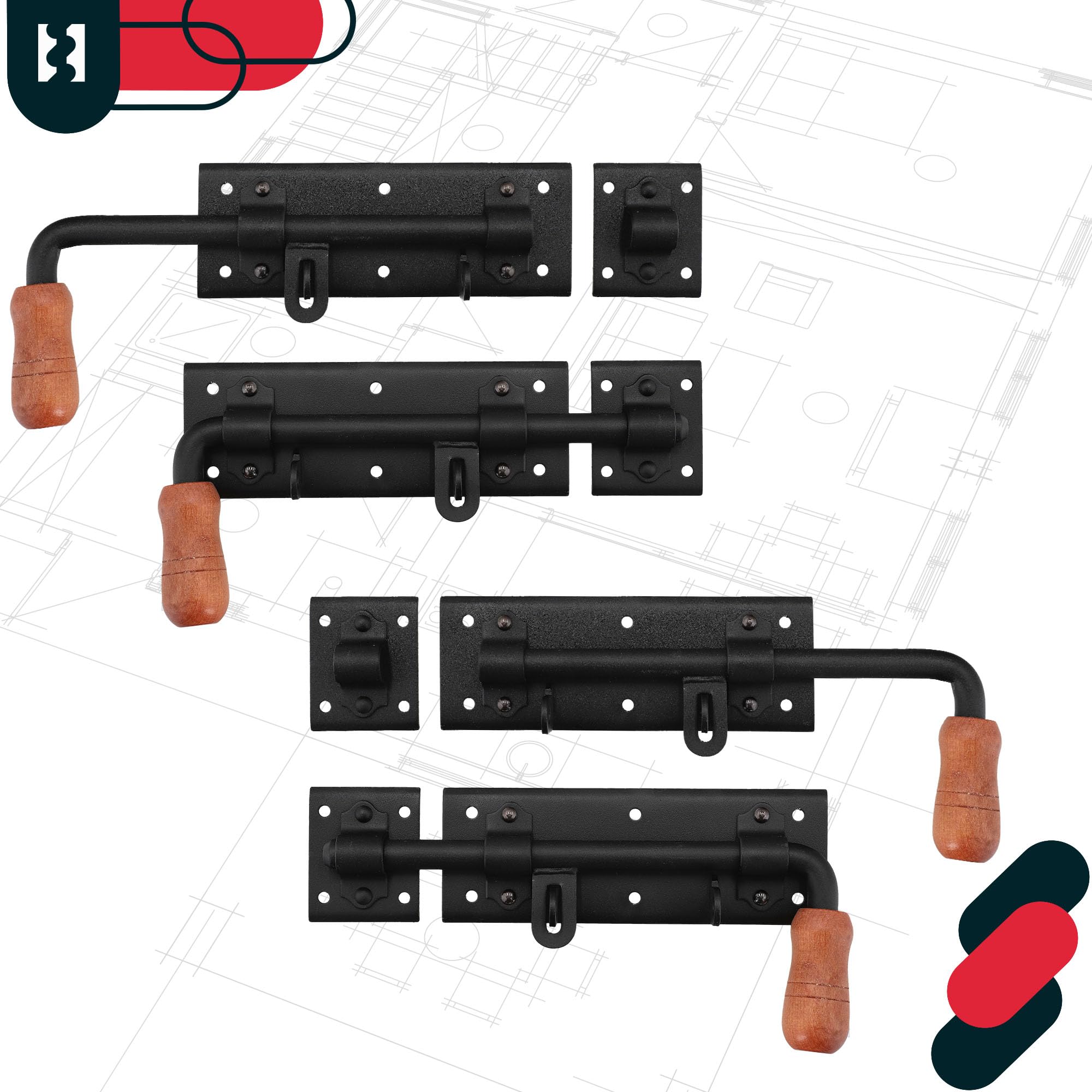 KOTARBAU® Torriegel 280mm Rechts Links Set 2St. mit Vorhängeschloss Türriegel Bolzenriegel Schlossriegel Schubriegel Riegelverschluss Torverschluss