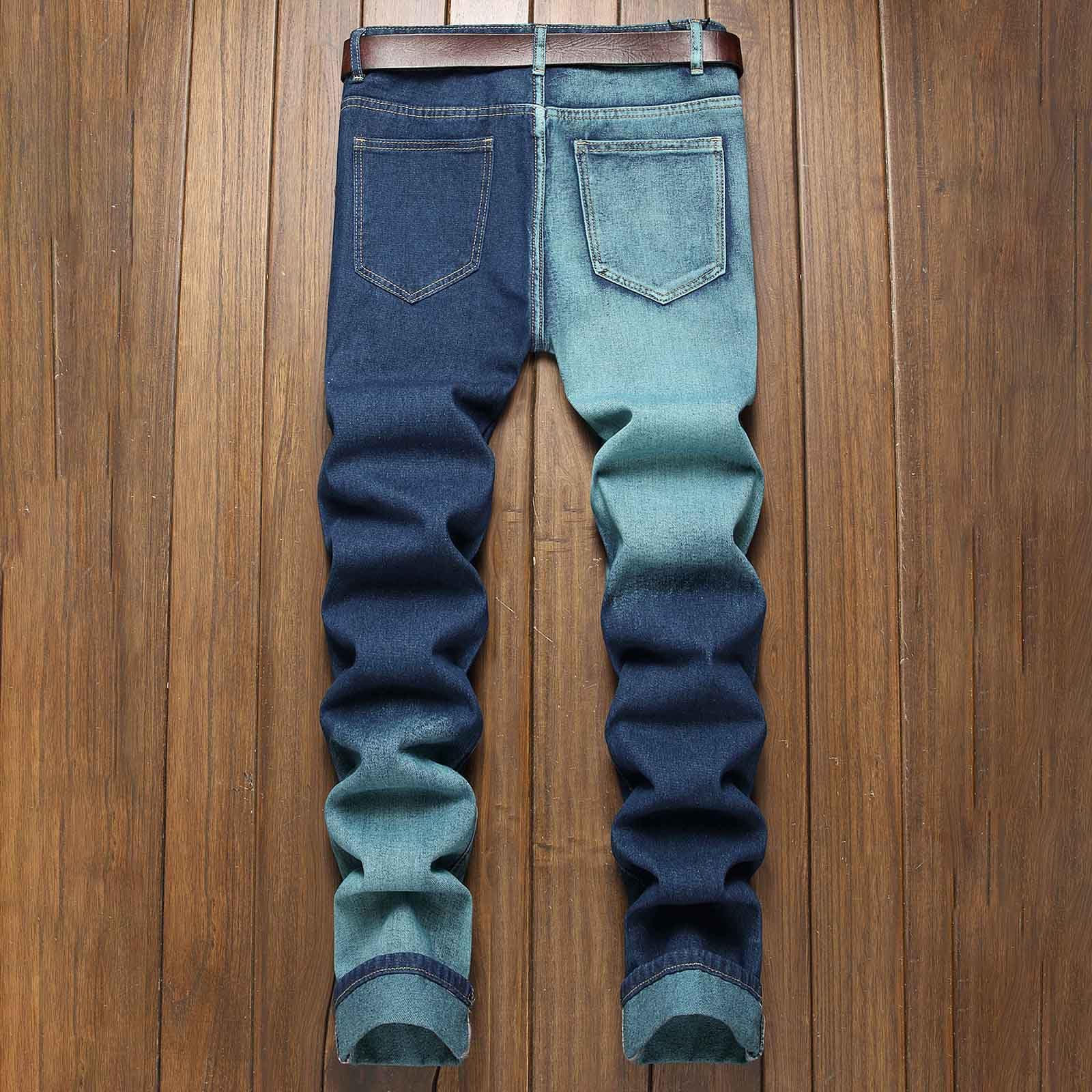 Pantalon Vaquero Hombre-Pantalones Vaqueros de Mezclilla de Estilo Casual para Hombre, Pantalones Largos Ajustados con diseño de Bloques de Color, Pantalones cómodos para Todas Las Estaciones.