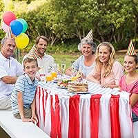 Vista 7 de 18 faldas de mesa a rayas rojas y blancas, desechables, decoraciones de mesa de carnaval, decoraciones de fiesta de circo para carnaval, circo