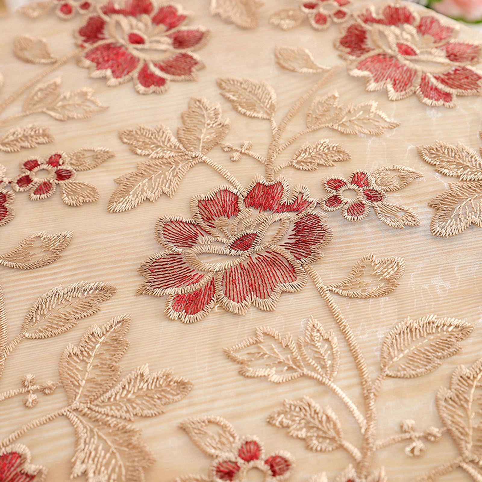 Tischdecke 130x180 cm, Hohl Spitze Stickerei - Polyester