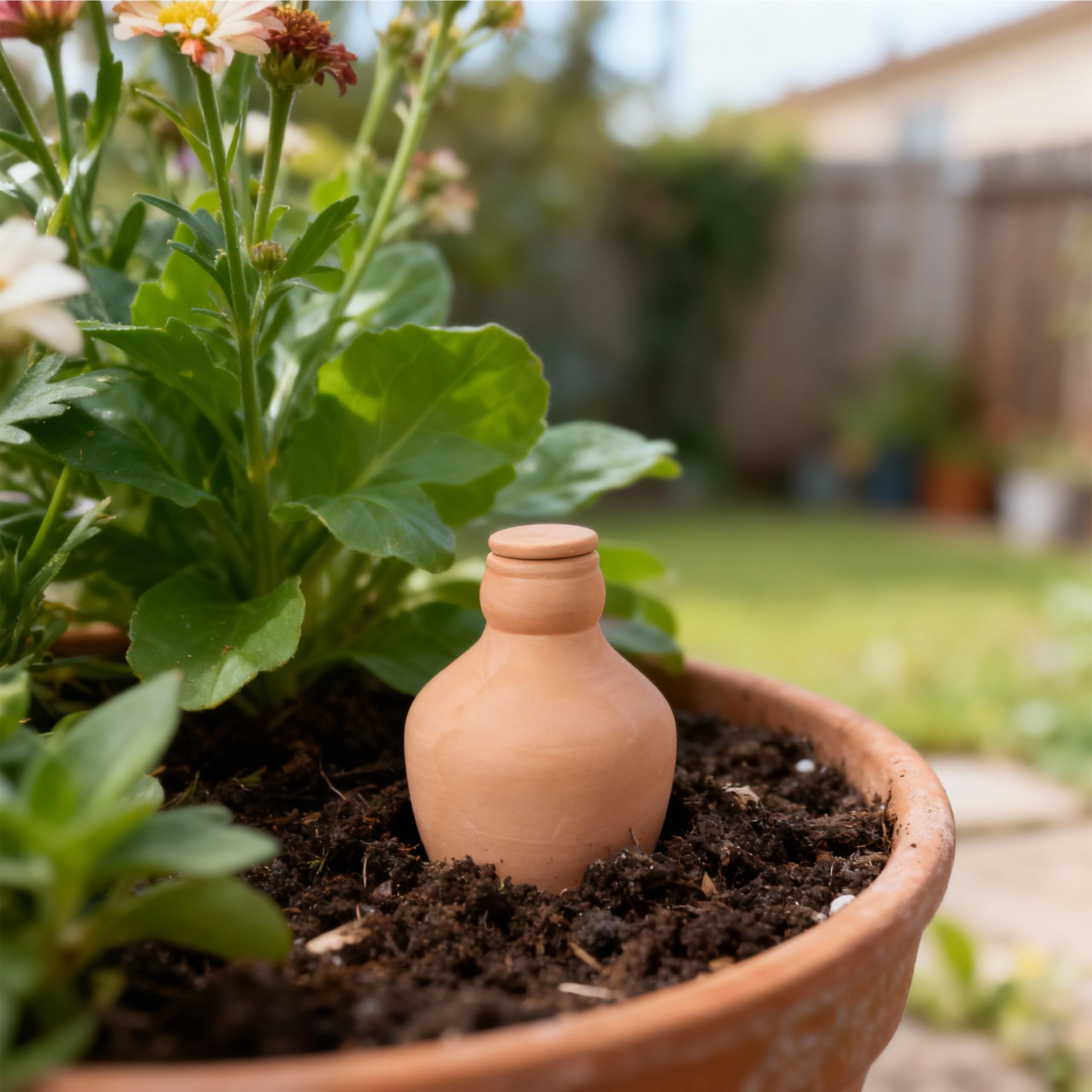 Relaxdays Lot de 3 ollas en Terre Cuite 500 ML arrosage racinaire pour Potager et Serre, économie d'eau 14x11x11 cm