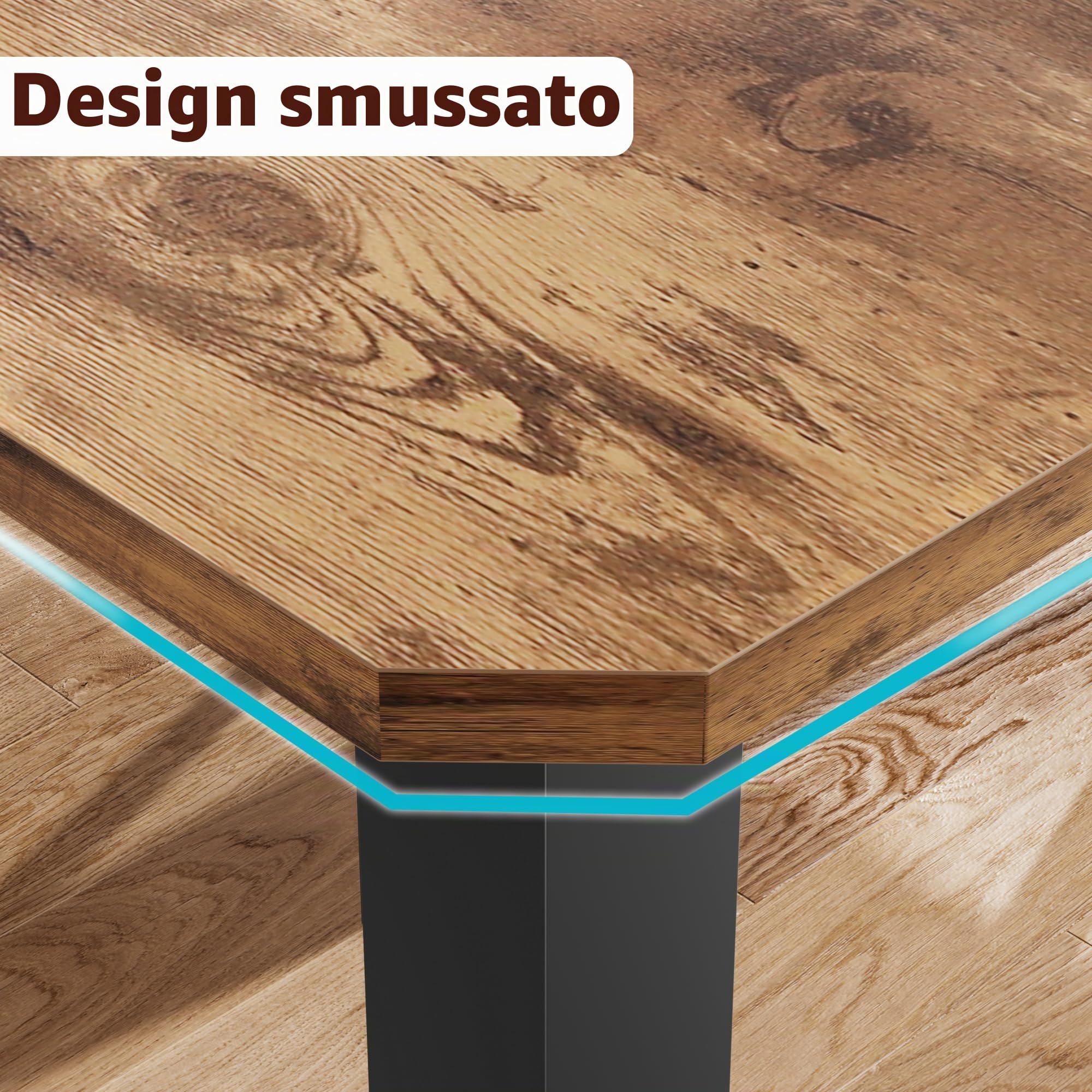 Tavolo da pranzo industriale ampio 200 cm per 6-8 persone - Struttura in metallo solida - Piano in legno rettangolare - Perfetto per sala da pranzo e ufficio - Colore retrò