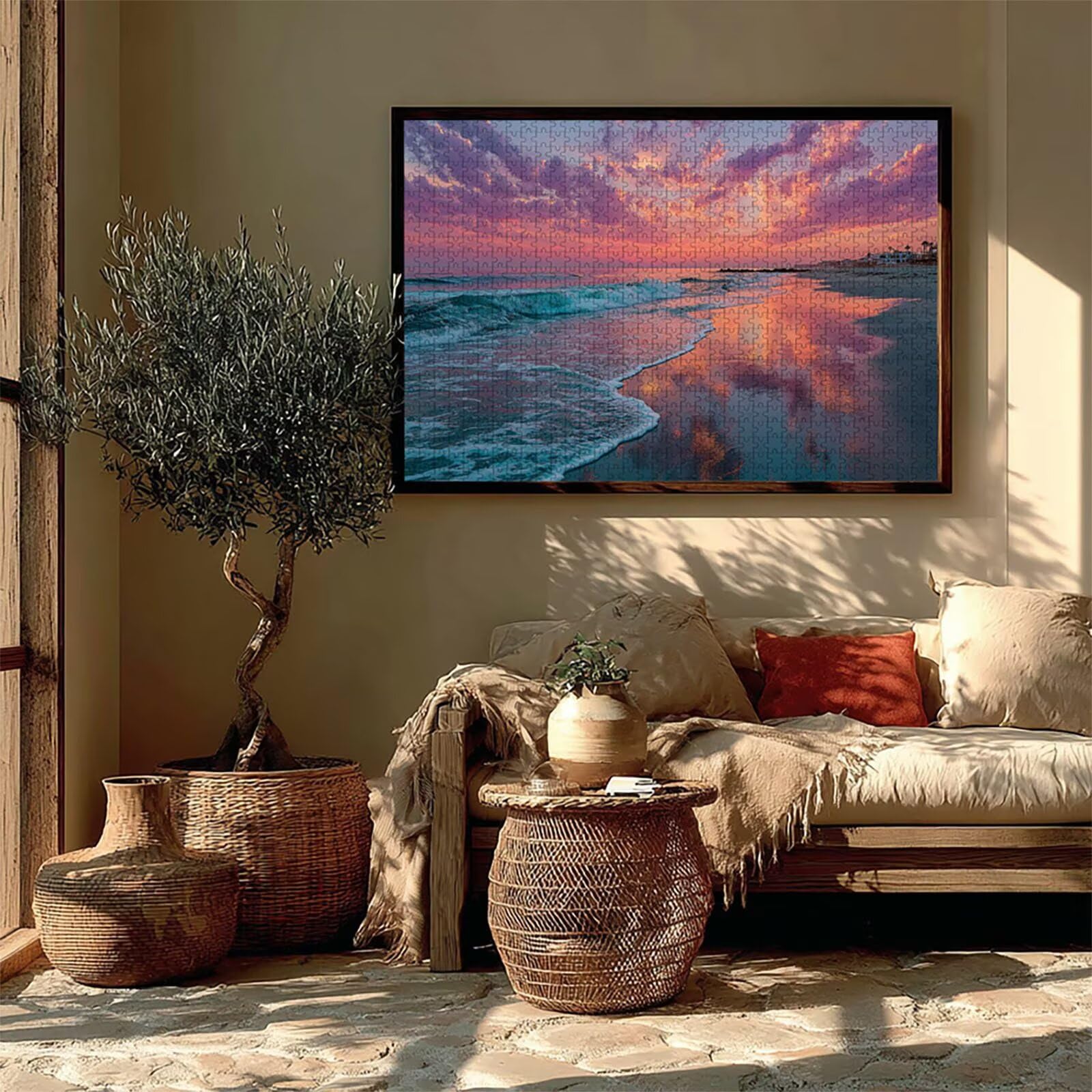 Puzzle 2000 elementów dla dorosłych, fale, drewniane puzzle, 99 x 71 cm, części ściśle do siebie pasują, dla mężczyzn kobiet starszych seniorów, relaks i odstresowanie, prezenty, dekoracja ścienna