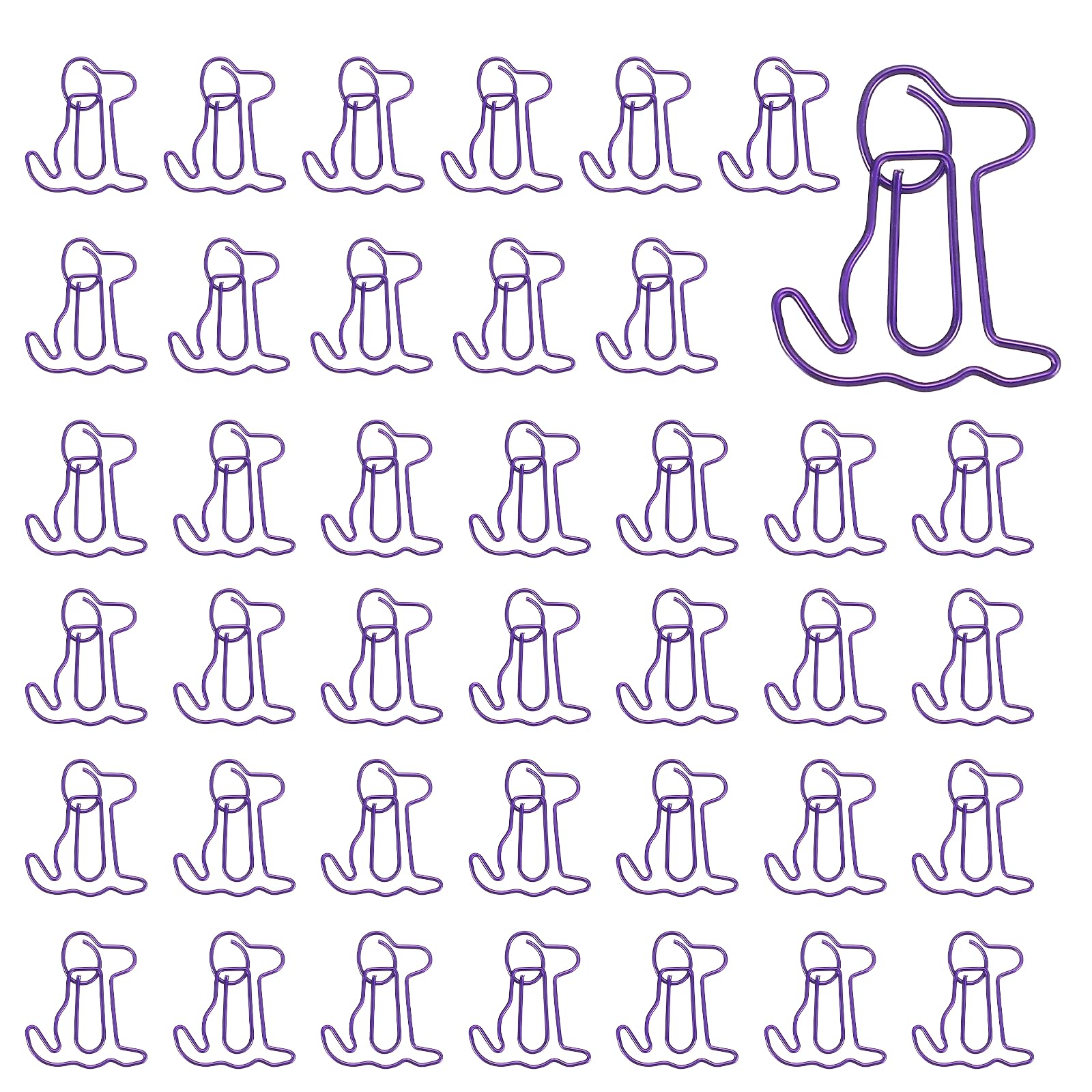 PATIKIL 40Pcs Paper Clip, Dog Shape Metal Paper Clip Rust-Proof Small Cute Lovely Decorative Bookmarks for Notebook Document Office Home Supplies, Purple