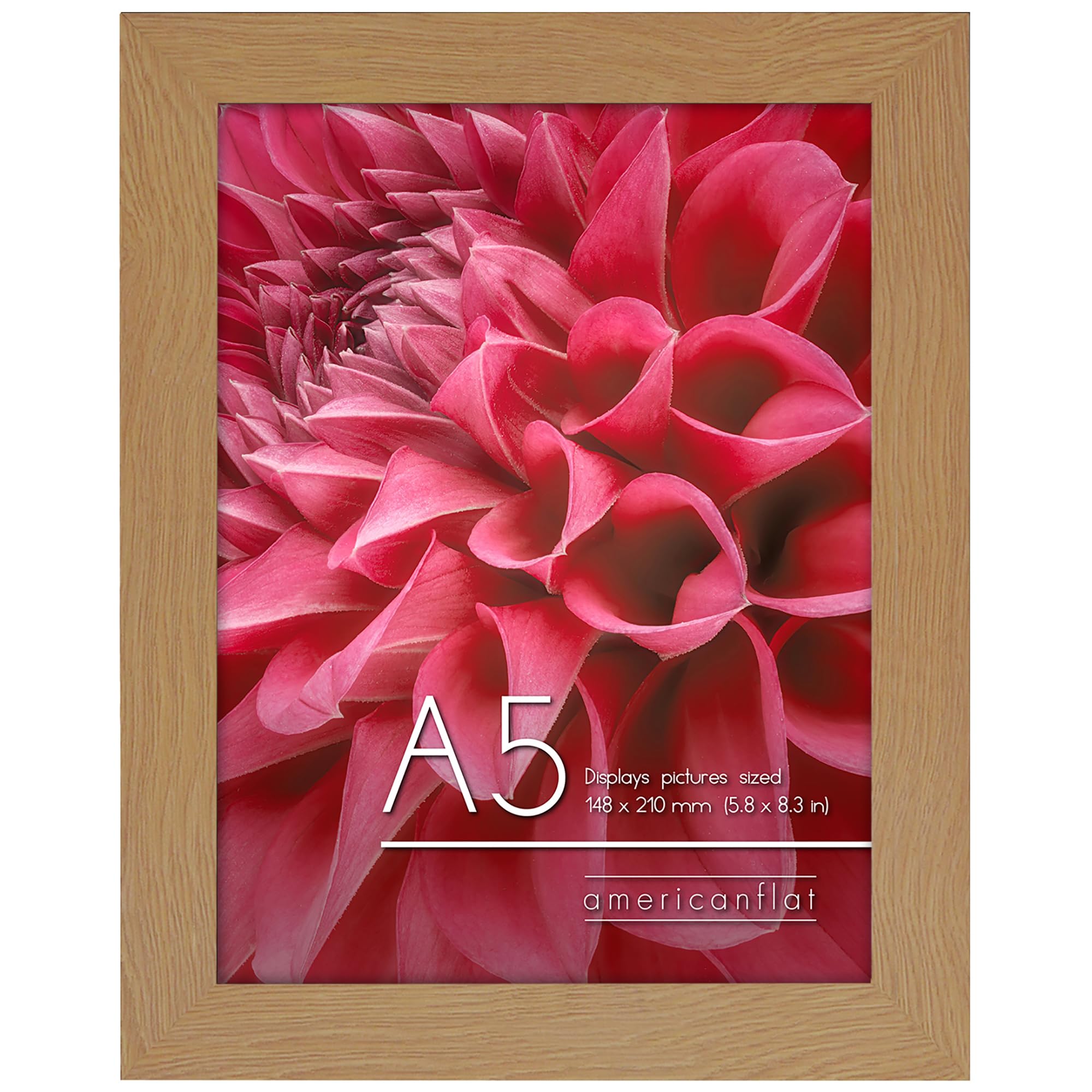 Americanflat Dark Oak A5 Photo Frame In - Engineered Wood With Shatter Resistant Glass - Horizontal And Vertical Formats For Wall And Tabletop - 14.8X21 Cm