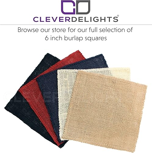 Miniatura 6 de CleverDelights Cuadrados rojos de arpillera de 6 pulgadas, paquete de 12, tela de arpillera de yute, bordes acabados, 6 x 6 pulgadas