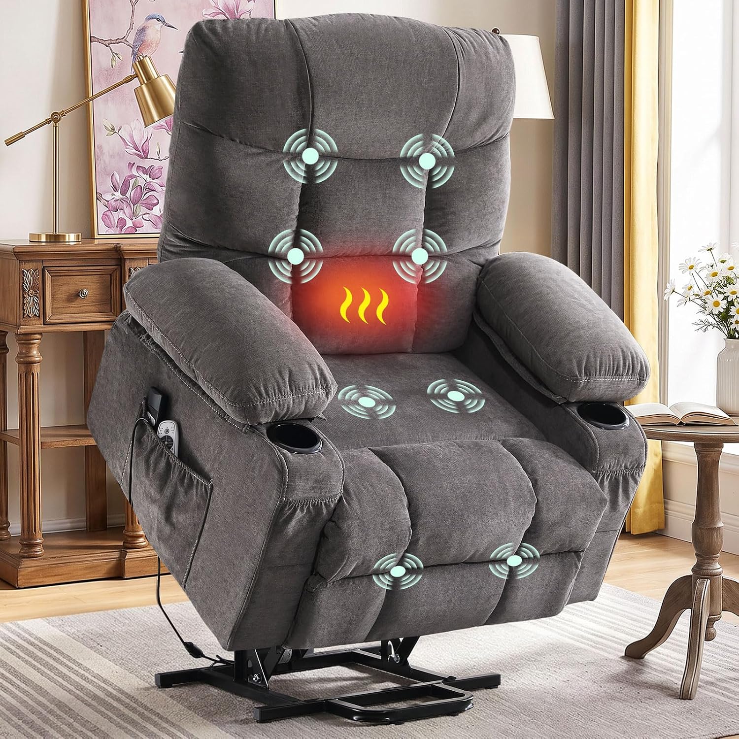 Power Lift Recliner Chair for Elderly with Massage and Lumbar Heating