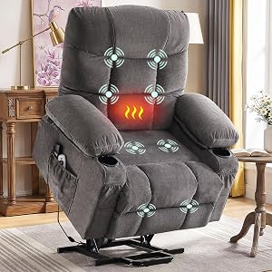 Power Lift Recliner Chair for Elderly with Massage and Lumbar Heating