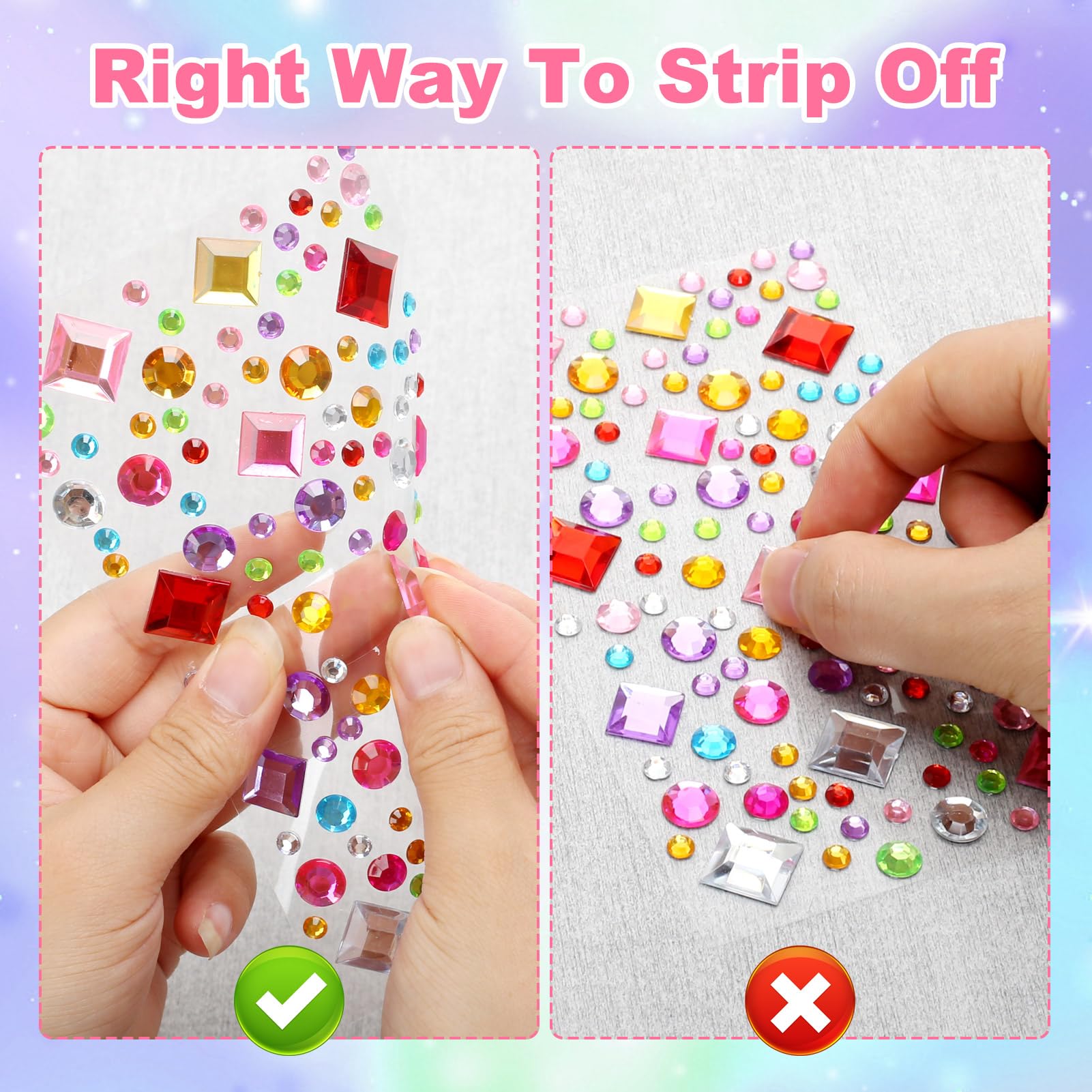 1400 Pièces Pierres Précieuses Adhésif Strass Cristal Autocollants, Acrylique Coloré 3D Strass à Ongles Art Décorations Acrylique Diamant Bijoux Accessoire (I