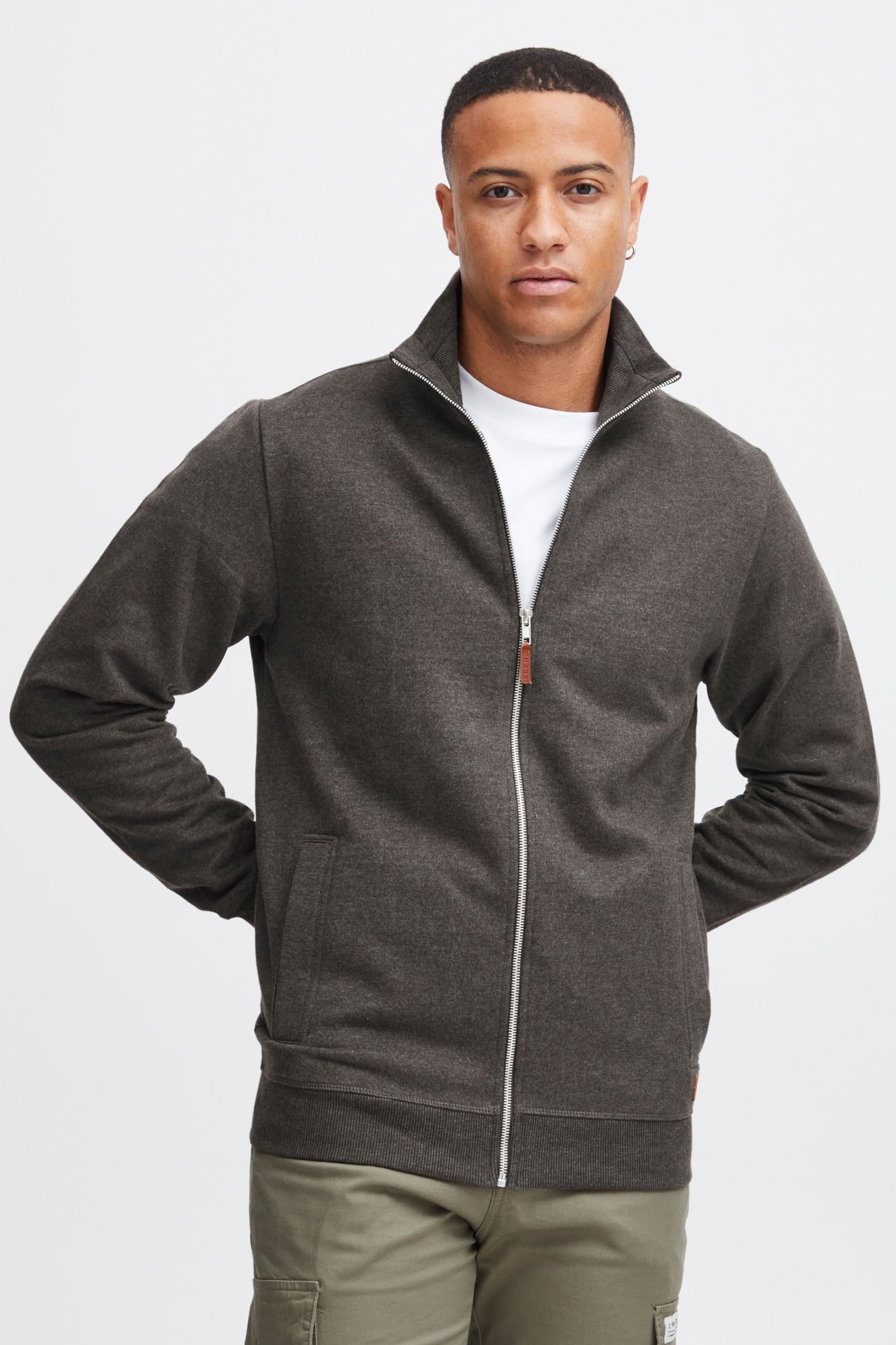 BLEND BHAlio Homme Veste en Sweat Cardigan Sweatshirt avec Fermeture éclair Col Montant Poignets côtelés Mélange de Coton Regular Fit