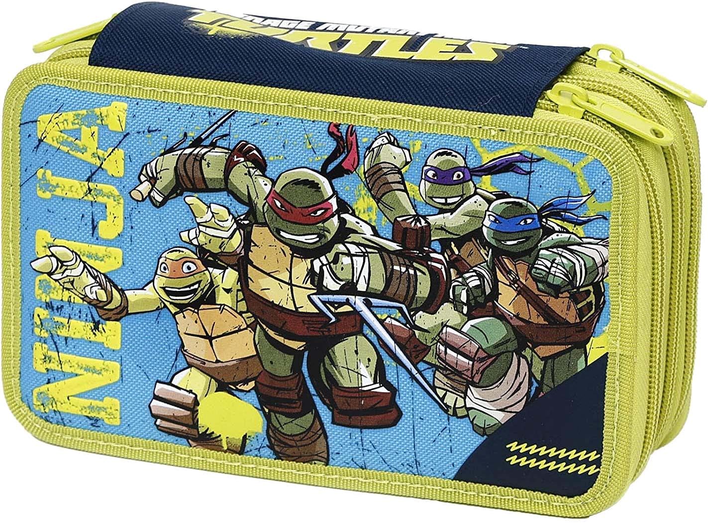 Turtles Giochi Preziosi - Ninja Triple Case with Colors, Markers and School Accessories