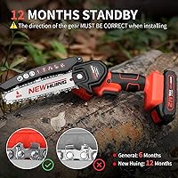 Vista 4 de Mini motosierra eléctrica inalámbrica de 6 pulgadas, motosierra portátil de mano con 2 baterías, sierras de cadena de alimentación recargables de 21