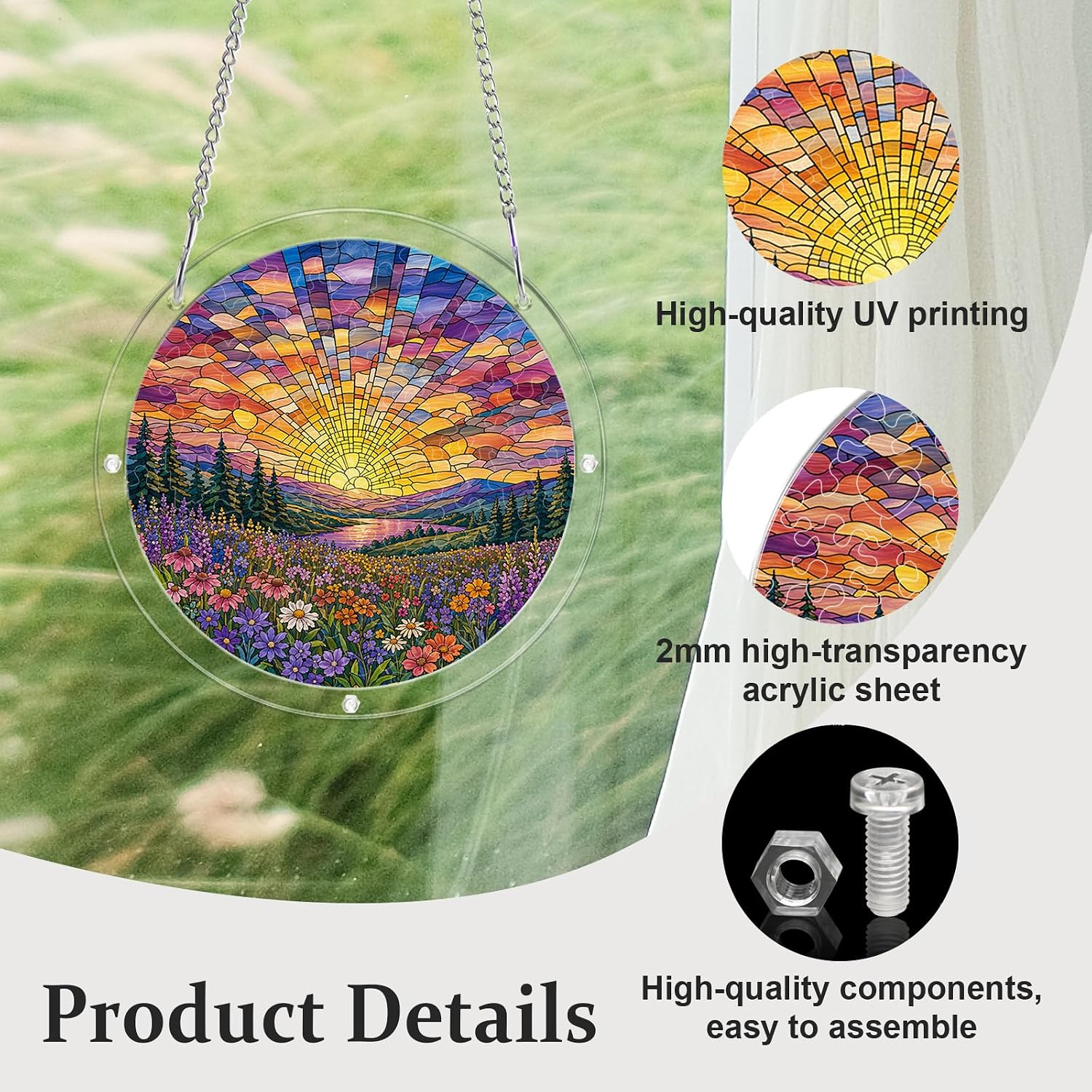 Acrylic Puzzle Suncatcher,Mountain Sunrise Jigsaw Puzzle Sun Catcher image 2