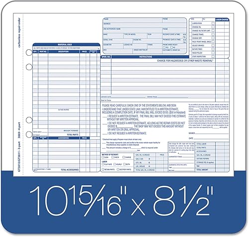 Miniatura 2 de TOPS 3869 Formulario de pedido de cuatro partes de reparación de automóviles, 8 1/2 x 11, cuatro partes sin carbono (paquete de 50 formularios)