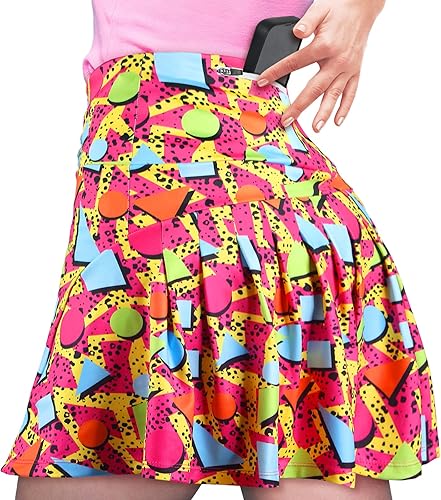 JenPen Falda de tenis retro de los años 80 y 90 para mujer, con bolsillos, cintura alta, atlética, para golf, entrenamiento, correr, uso casual