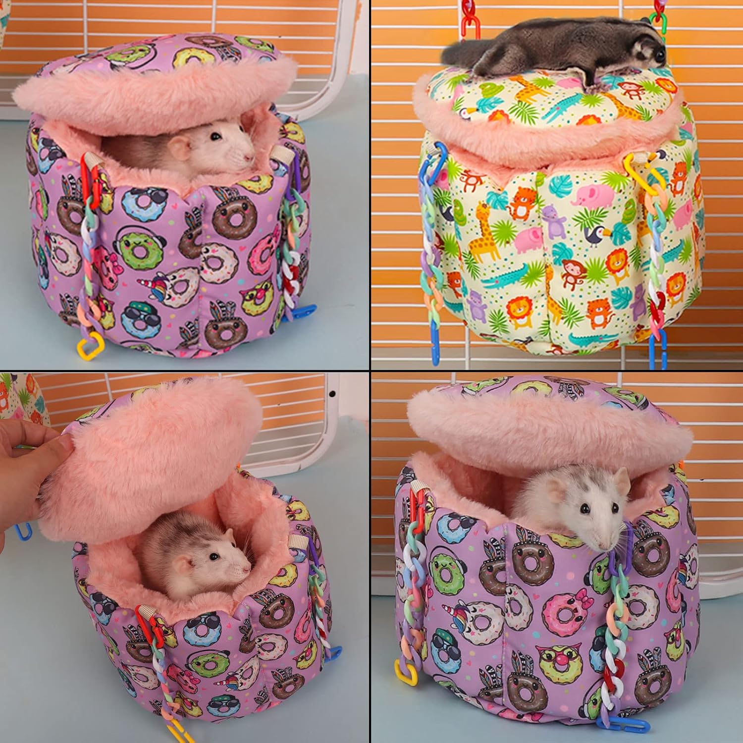 Rat Cage Accessories, Rat Climbing Rope Net Toy for Cage, Ladder Rope Bridge, Rats Hammock, Rats Hanging Bed, Small Animal Hanging Hammock Warm Sleeping Nest Bed