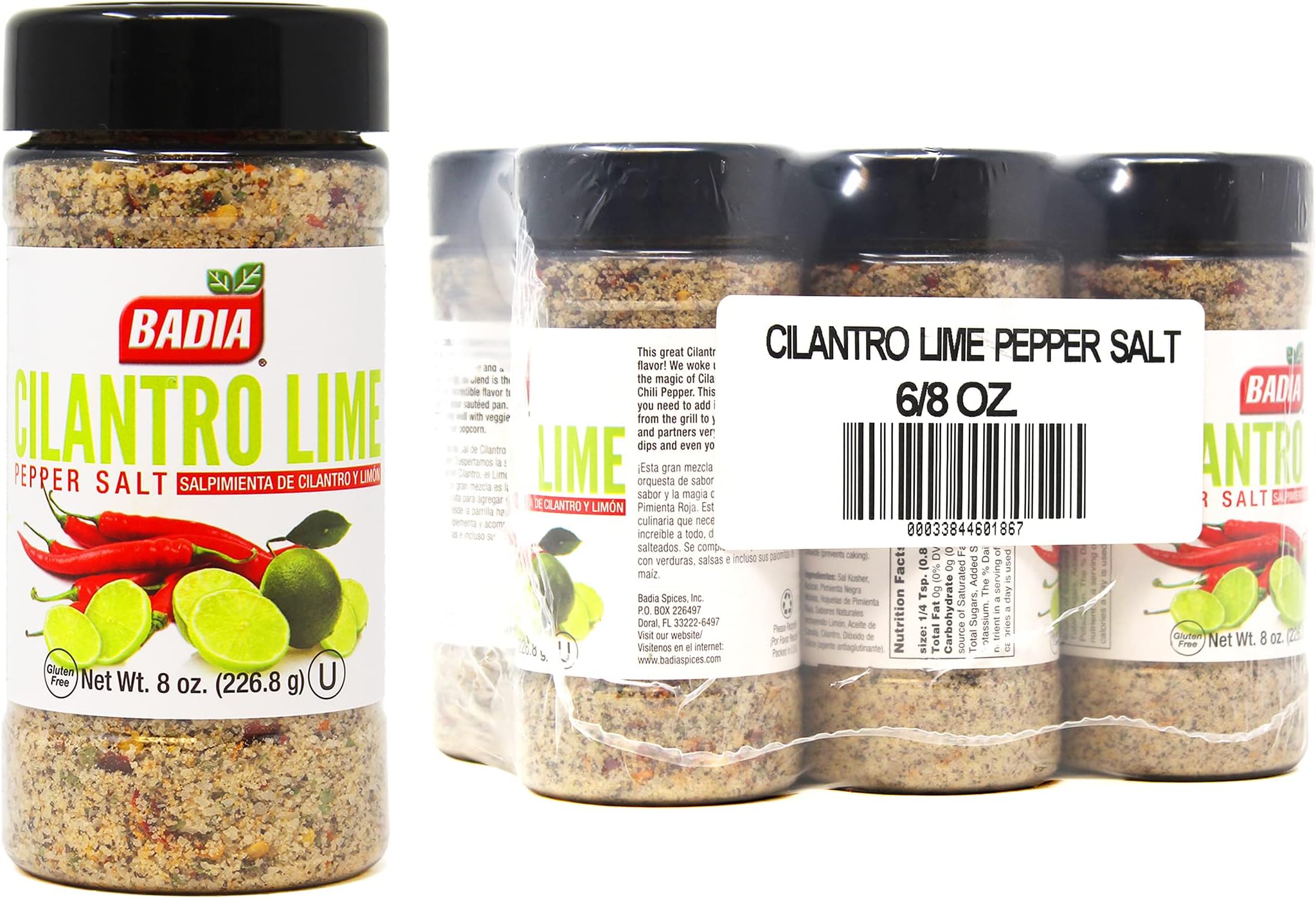 Badia Cilantro Lime Pepper Salt, 8 oz (Pack of 6)