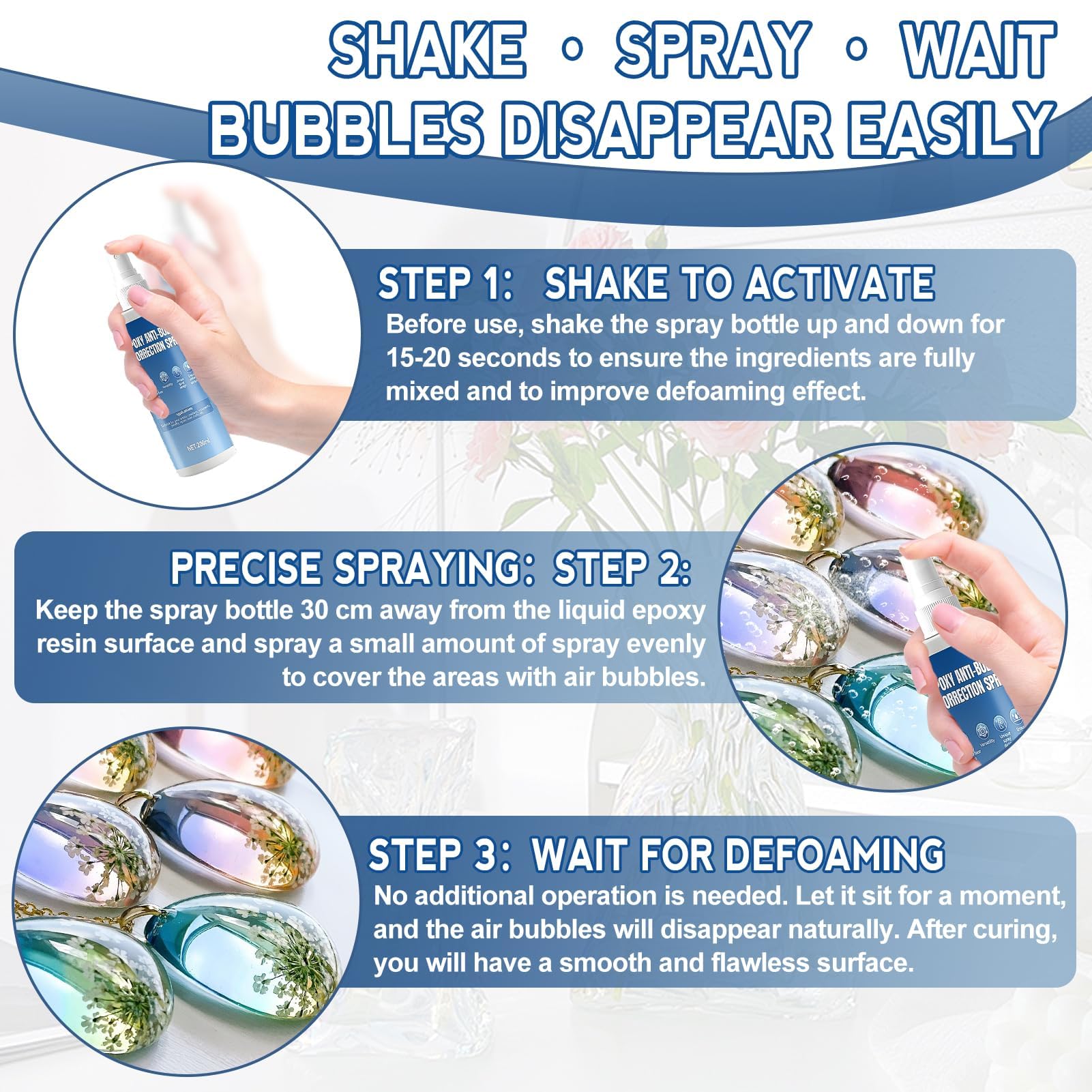 Lustrage Resine Epoxy Spray, Spray Anti-Bulles Resine Epoxy, Anti Bubble Spray, debulleur Résine Époxy, Élimine Efficacement les Bulles de la Surface de la Résine Époxy, 200ml