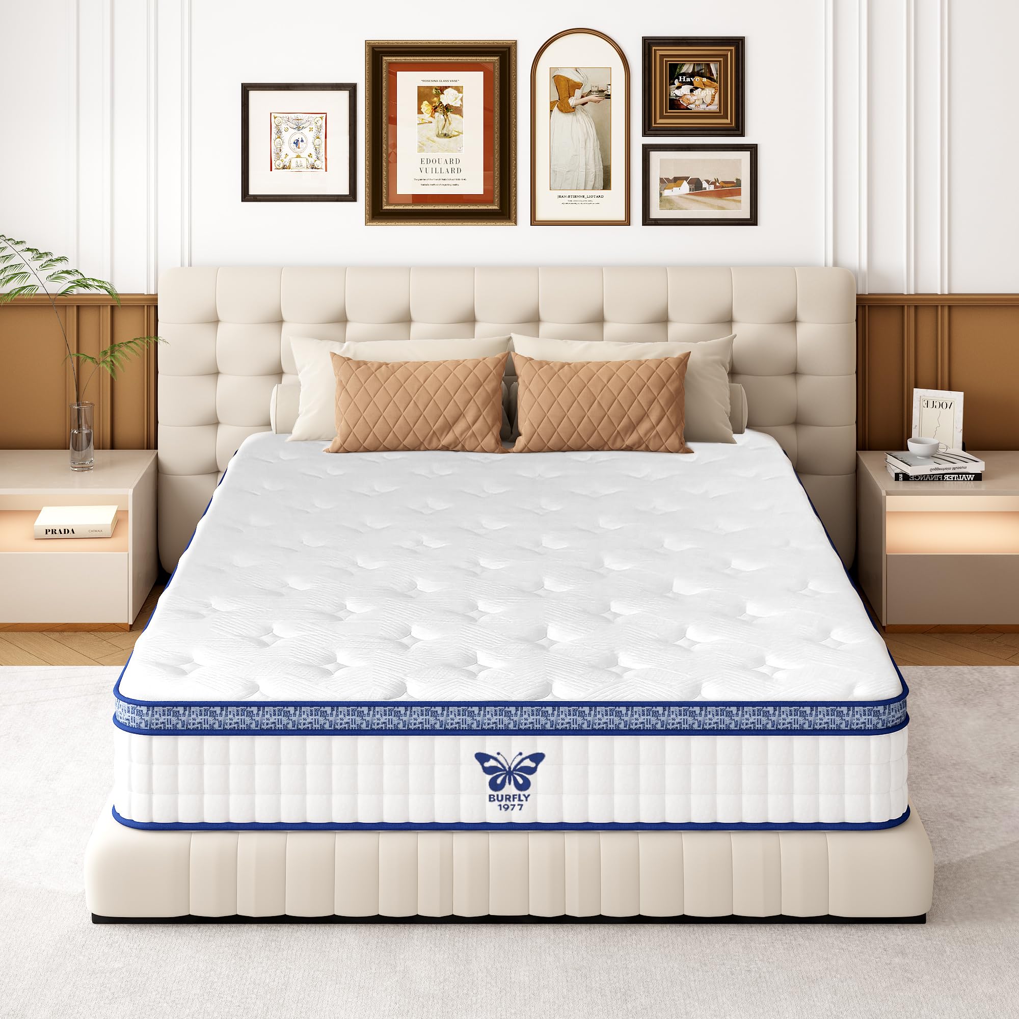 BURFLY1977 Full Size Mattress in a Box, Gel Memory Foam Individual Pocket Spring, Cooling CertiPUR-US Certified for Back Pain Pressure Relief with 365-Night Trial (10 inch, Full)