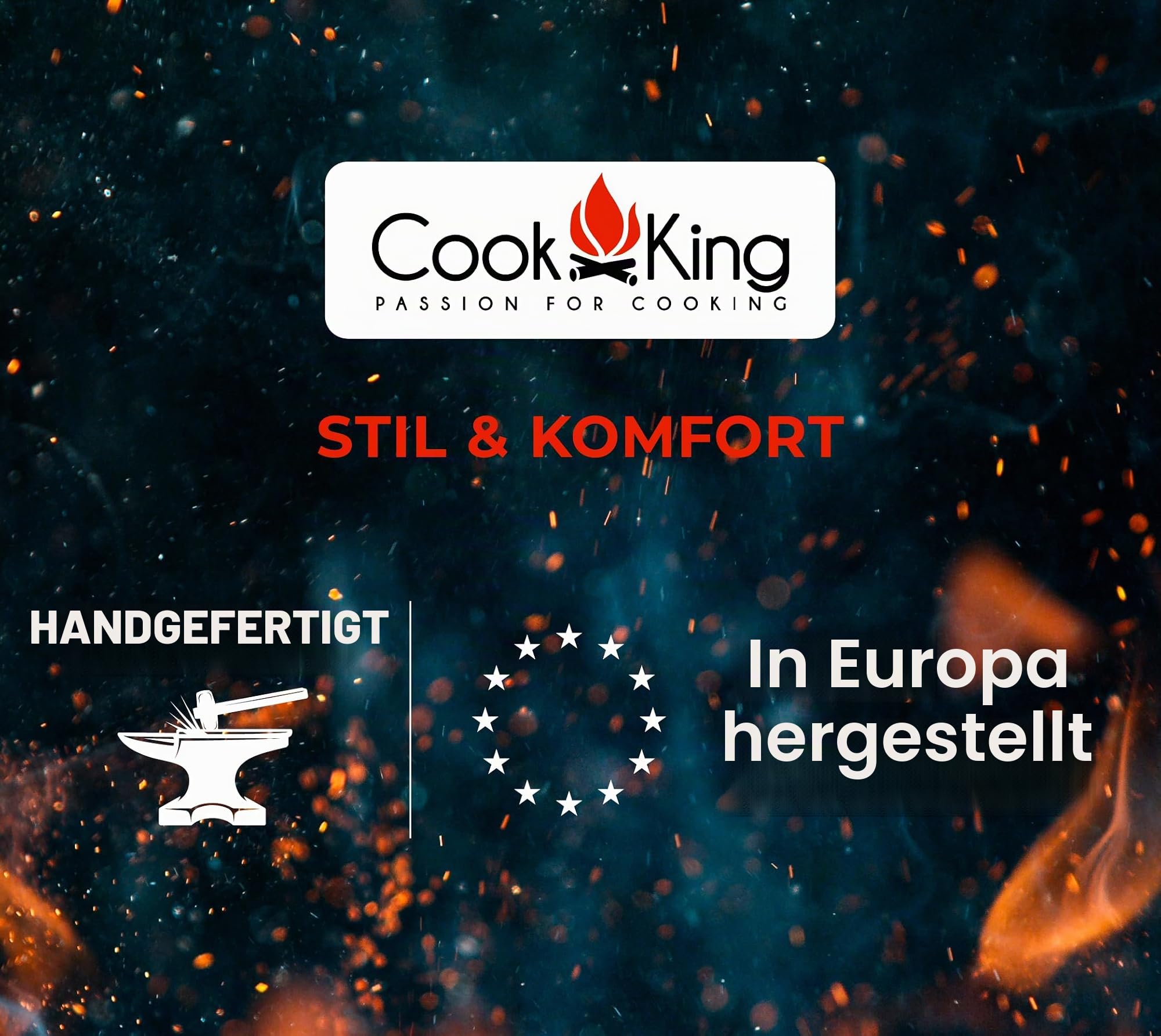 CookKing Stahl Feuerschale Montana Ø 60x45 cm Schwarz mit Holzlager