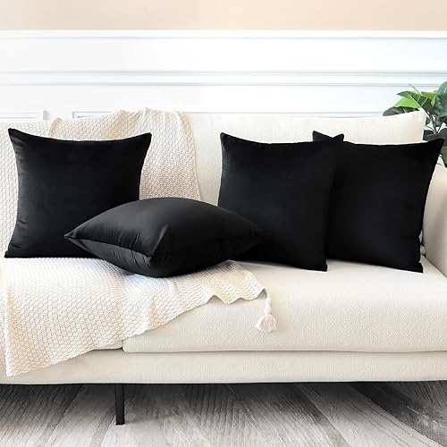 Miniatura 2 de OTOSTAR Juego de 4 fundas de almohada decorativas de terciopelo suave y cuadradas, fundas de cojín de lujo para sofá, automóvil, patio, dormitorio,