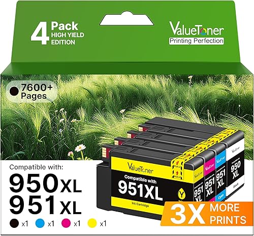 Valuetoner Cartucho de tinta de repuesto compatible para HP 950XL 951XL 950 XL 951 XL para impresora Officejet Pro 8600 8610 8100 8615 8620 8630