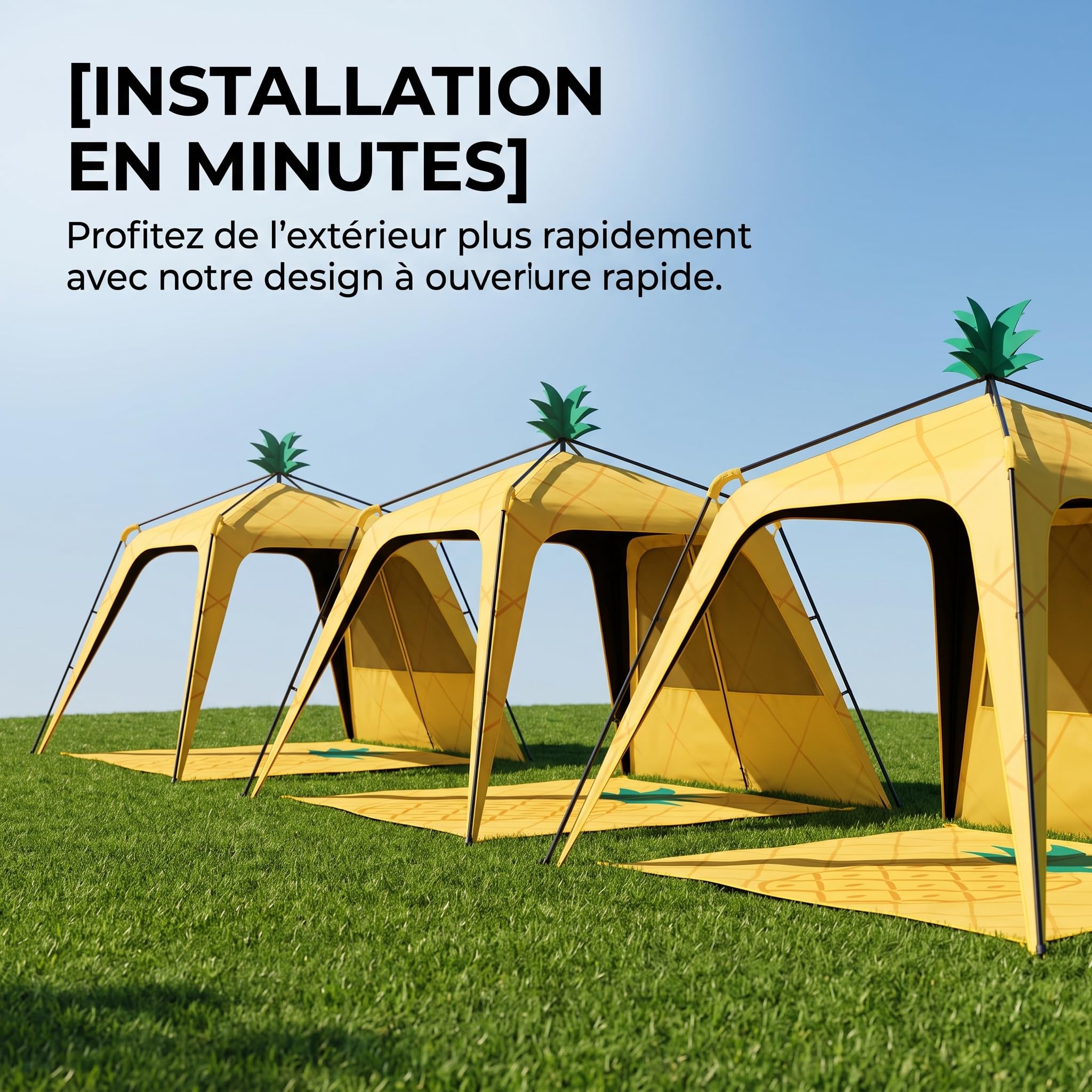 Tienda Campaña Instantánea para Camping Exterior, Refugio Portátil con Protección 50+, Tienda de campaña con 4 Cortinas de Malla