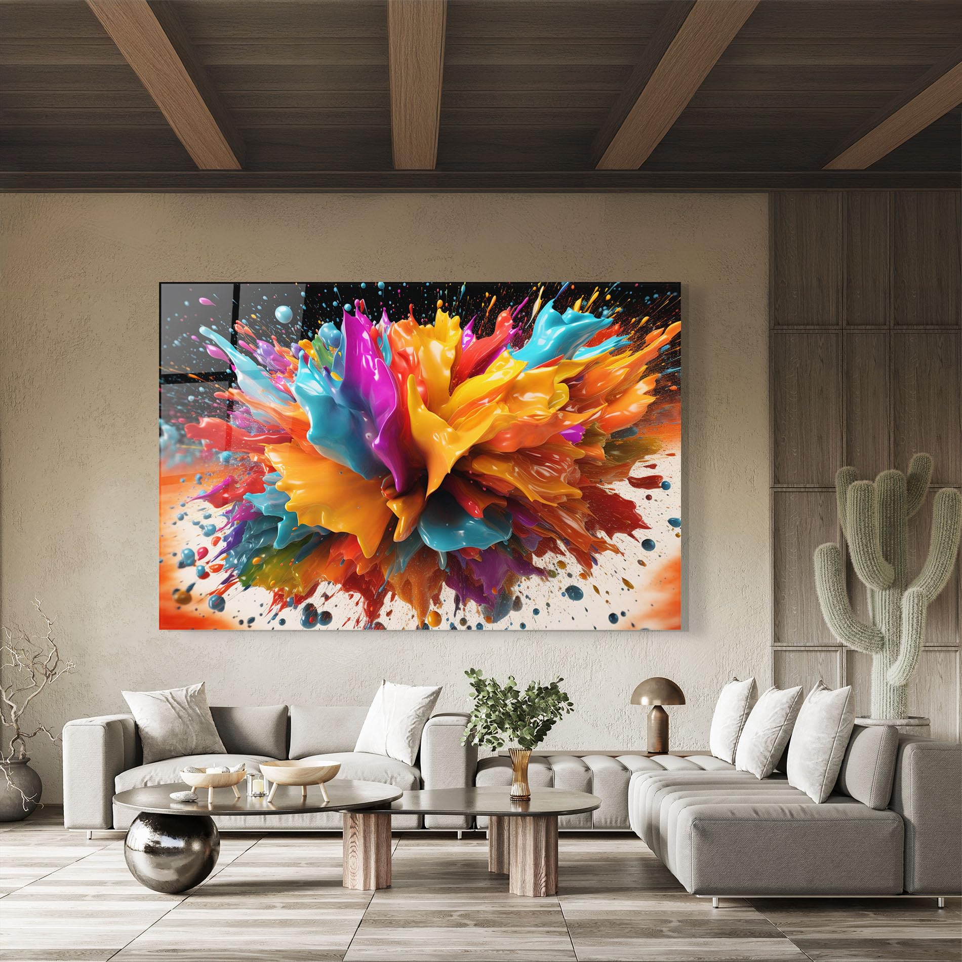 ARTHUB® Moderne impression sur verre 50x70 cm, 4mm verre trempé | Tableau en verre salon et chambre, Décoration murale moderne, Décoration intérieure, abstrait, Abstract Splash