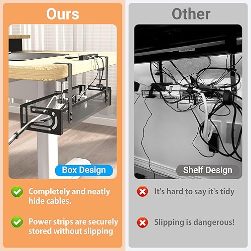 Miniatura 6 de Bandeja de organización de cables para debajo del escritorio, organizador de cables de 15.7 pulgadas para mesa, organizador de cables de escritorio