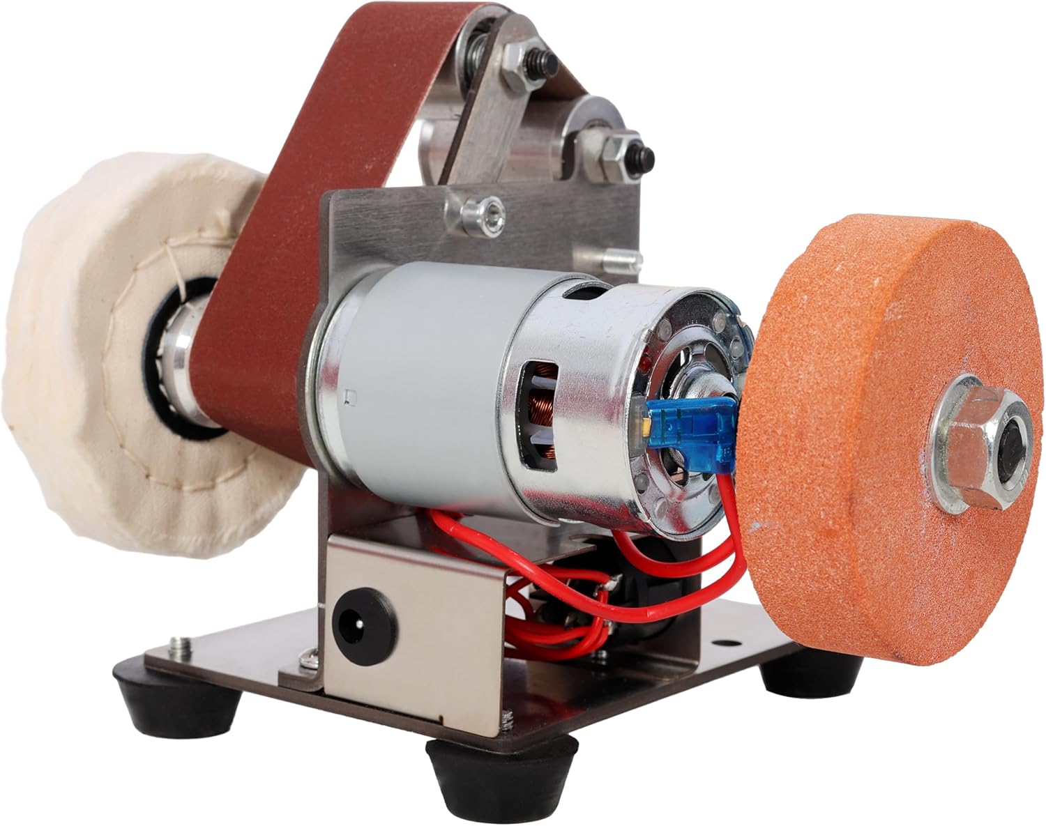 Mini Electric Belt-Sander Knife-Sharpener Sanding Machine 96W, Small Bench Grinder Kit 7 Speed Adjustable Power Polisher DIY Polishing Grinding Tool, Handcraft Jewelry