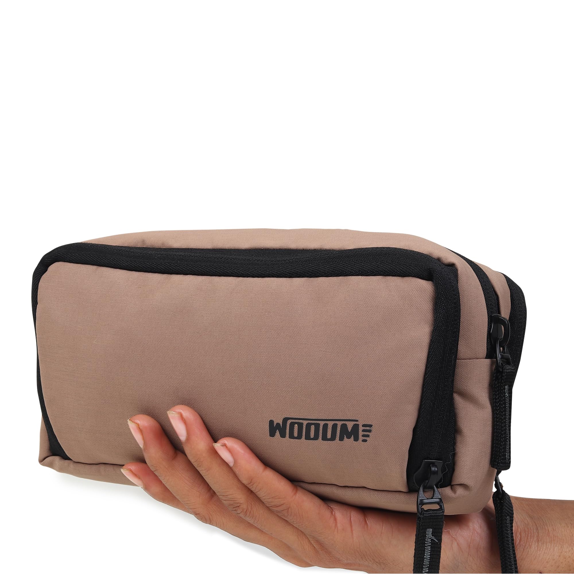 Wooum Large Pencil Case With 3 Compartments & Elastic Strap Slots For School Students, Large Capacity Khadi Pencil Case Pouch For Teen Boys & Girls, Multipurpose Travel Storage Pouch -Bieg, Beige