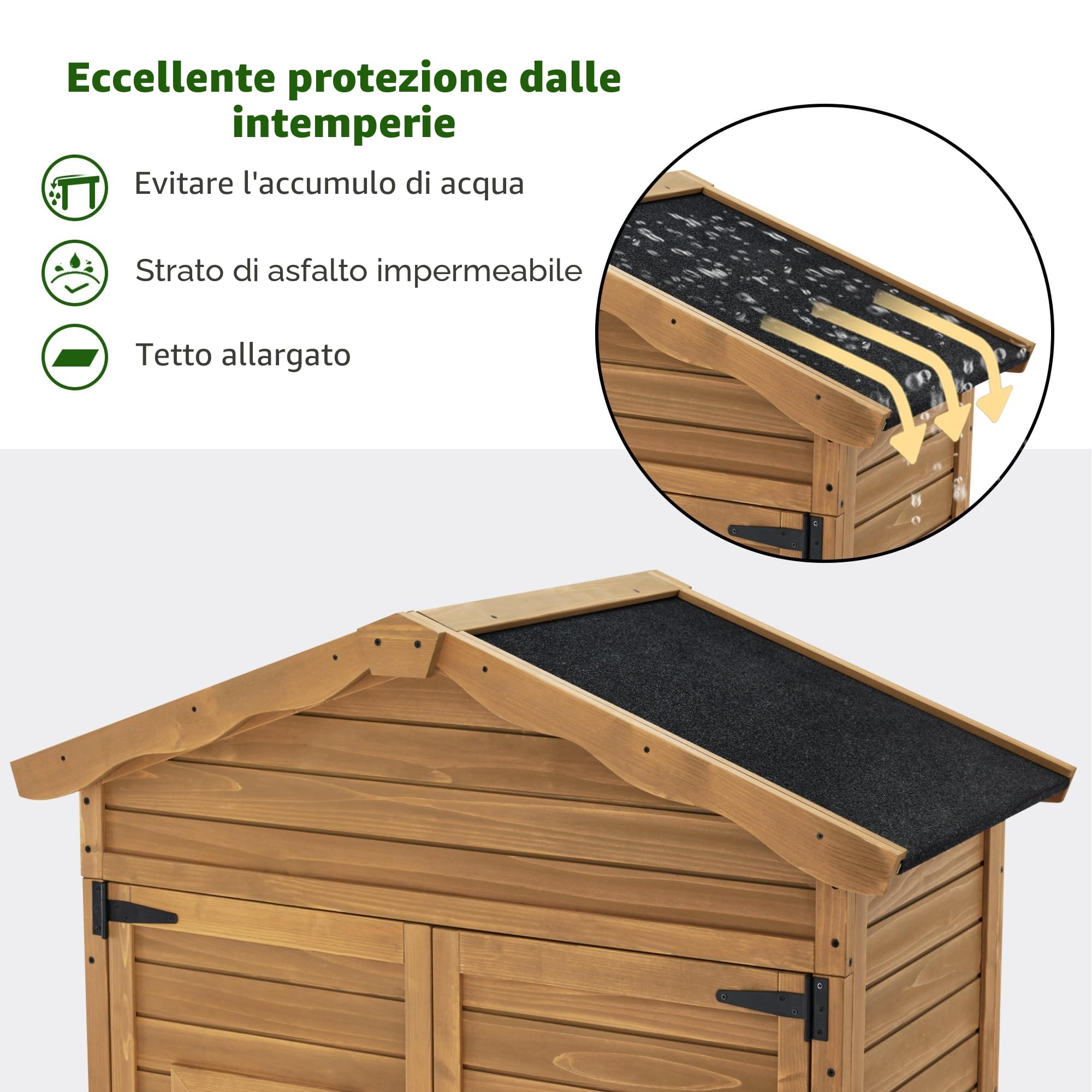 MCombo casetta da giardino in legno resistente alle intemperie 57x109x180 cm