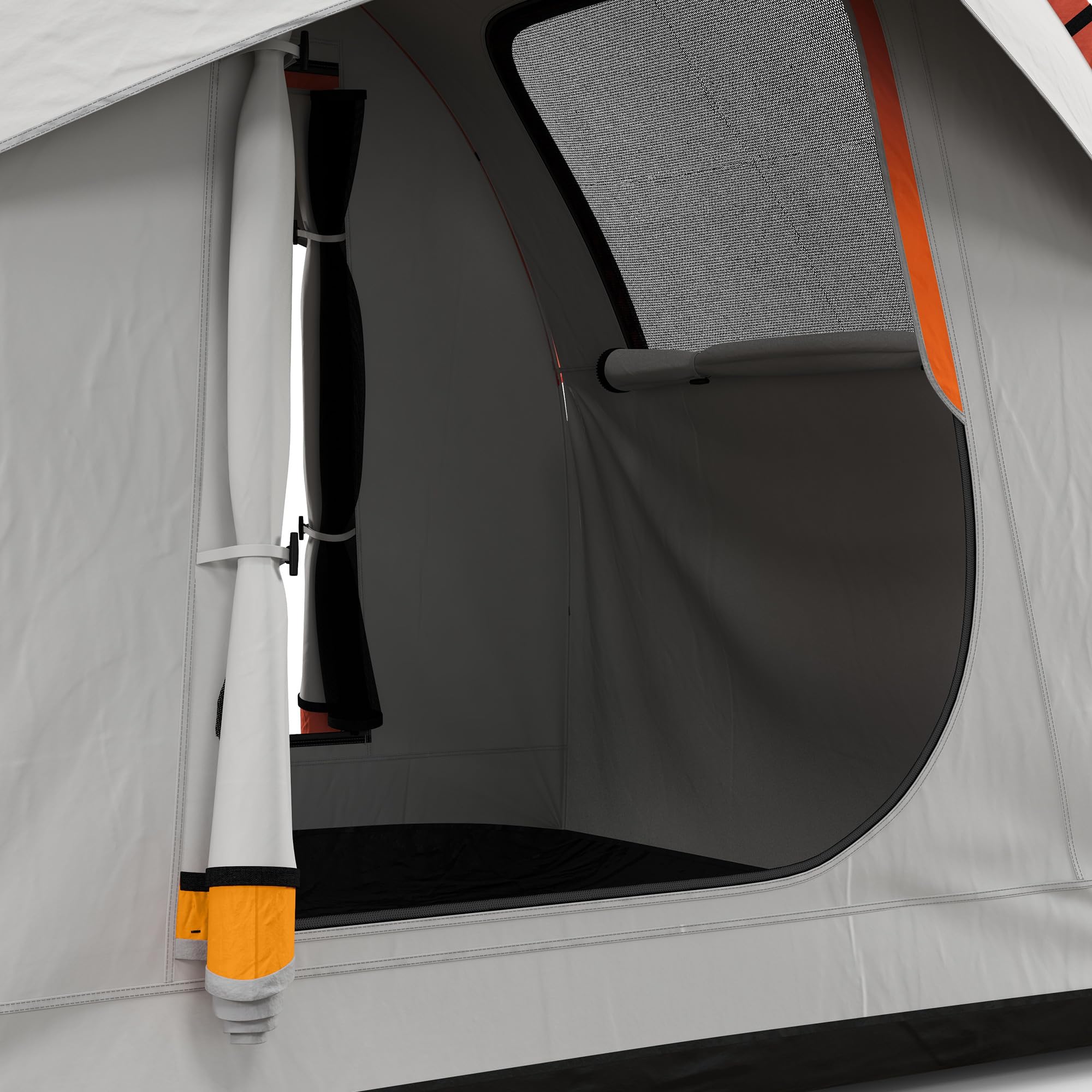 Outsunny Tenda per Auto Impermeabile a 3 Porte con Finestra in Rete, Tenda da Esterno in Poliestere, PE e Fibra di Vetro, 2.4x2.1x2.1m, Grigio e Arancione