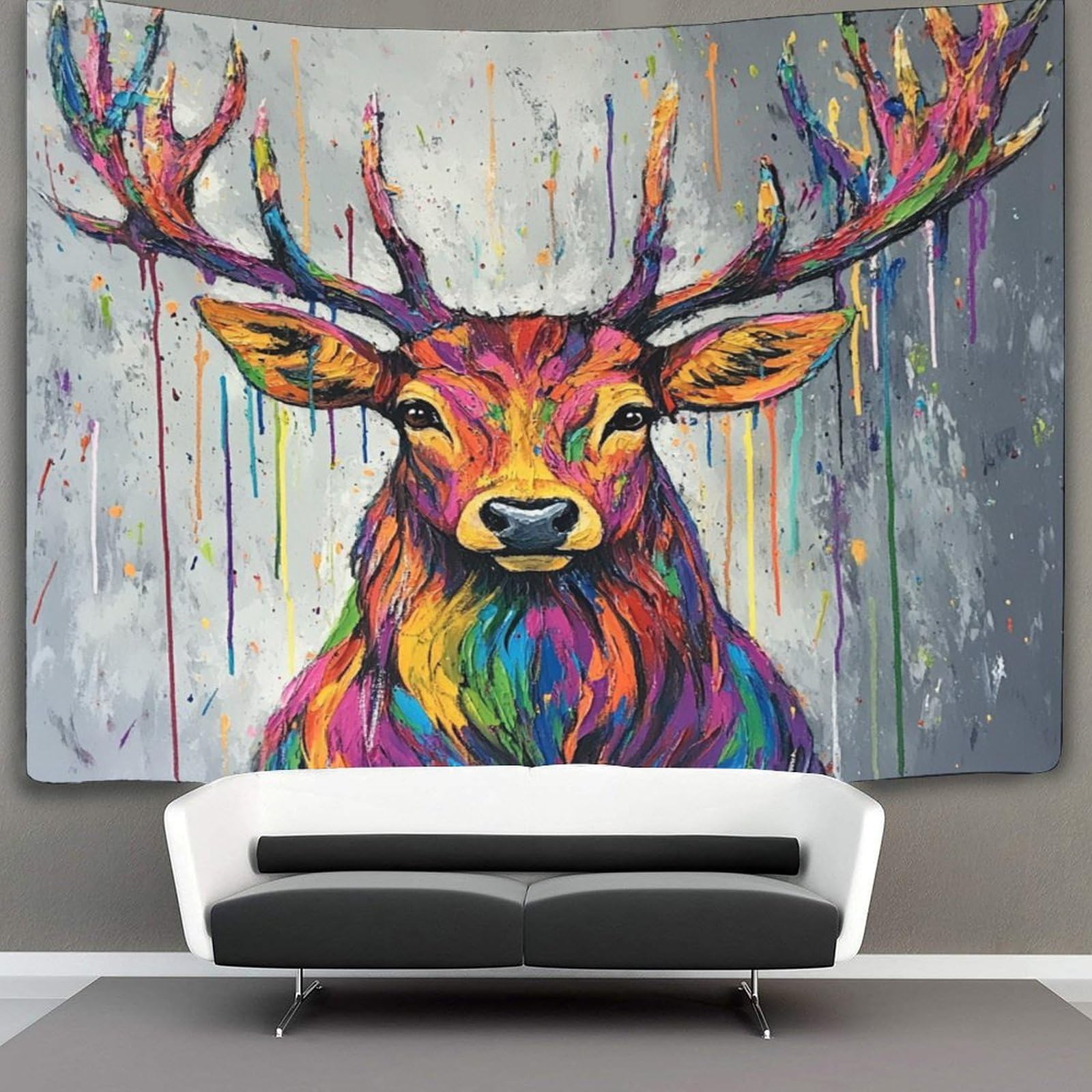 Kaiyun Style-4 Stag Tapestry,Style Paint Splash Tapestry For Wall Hanging,Tapestry For Bedroom Aesthetic Tapestry Home Decorationfor Living Roombedroom 180Cmx230cm