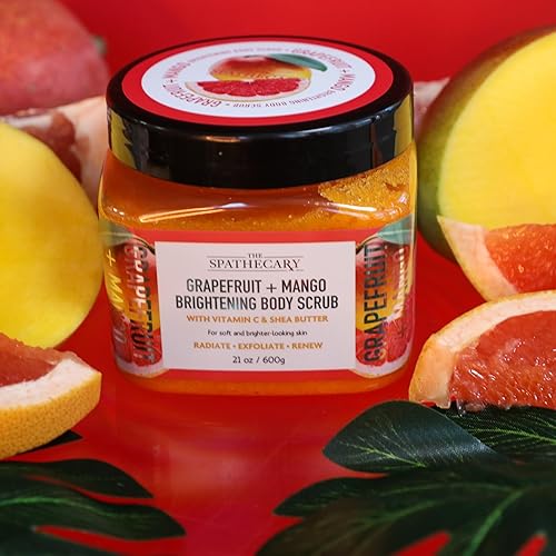 Miniatura 4 de Exfoliante corporal iluminador de pomelo + mango, 21 onzas, exfoliante ultra hidratante y exfoliante para el cuidado corporal esencial nutritivo