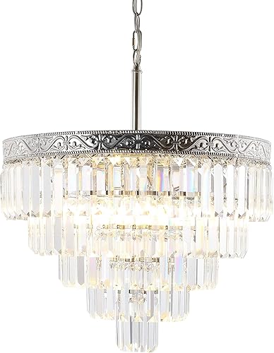 JONATHAN Y JYL9007A Wyatt - Lámpara de araña LED de cristal de 20 pulgadas, contemporánea, clásica, tradicional regulable, ajustable, para comedor,