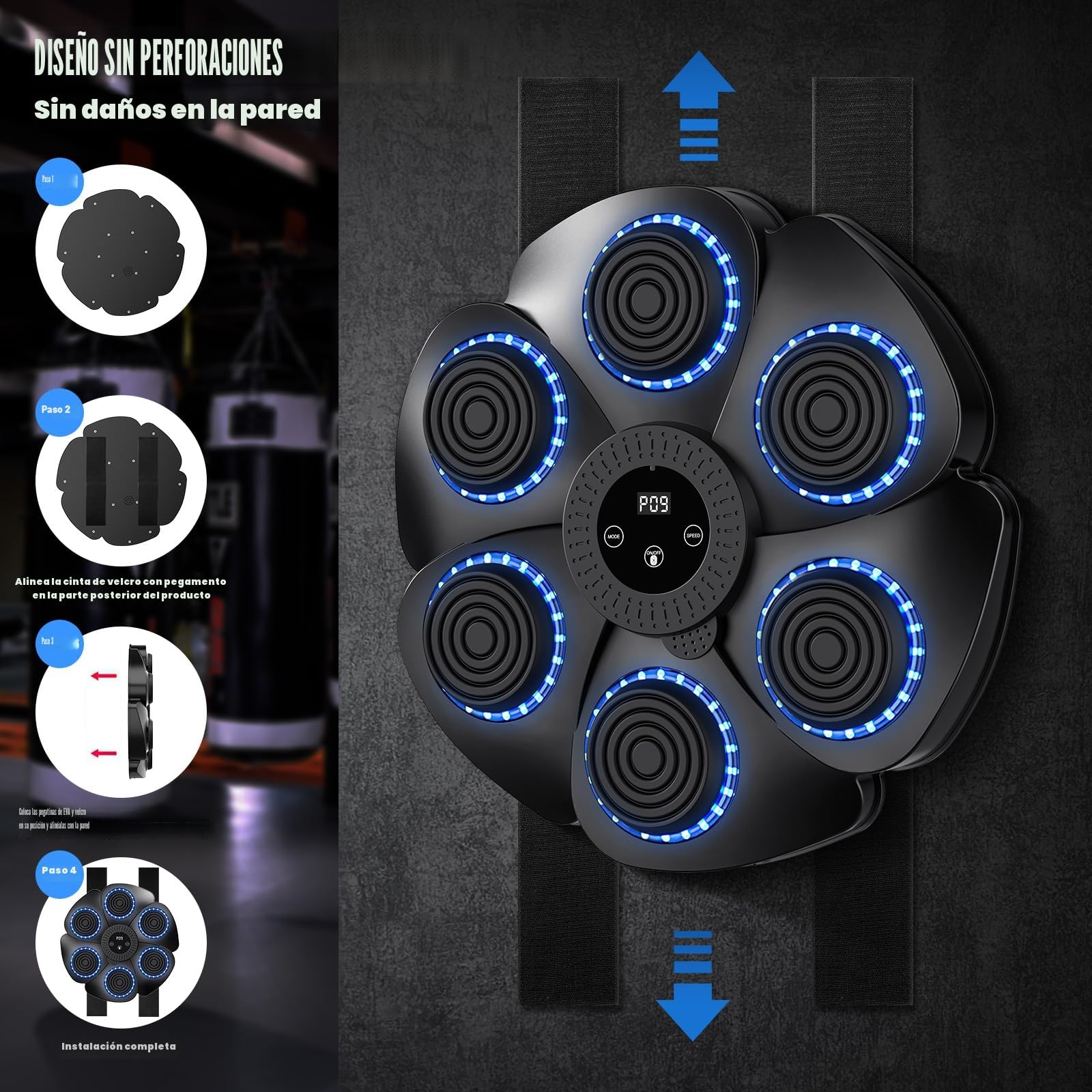 Boxeo Música, Boxeo Musical Adulto, Boxeo Musical Machine, Boxeo Musical Adulto, Boxing Training Mural para Entrenamiento