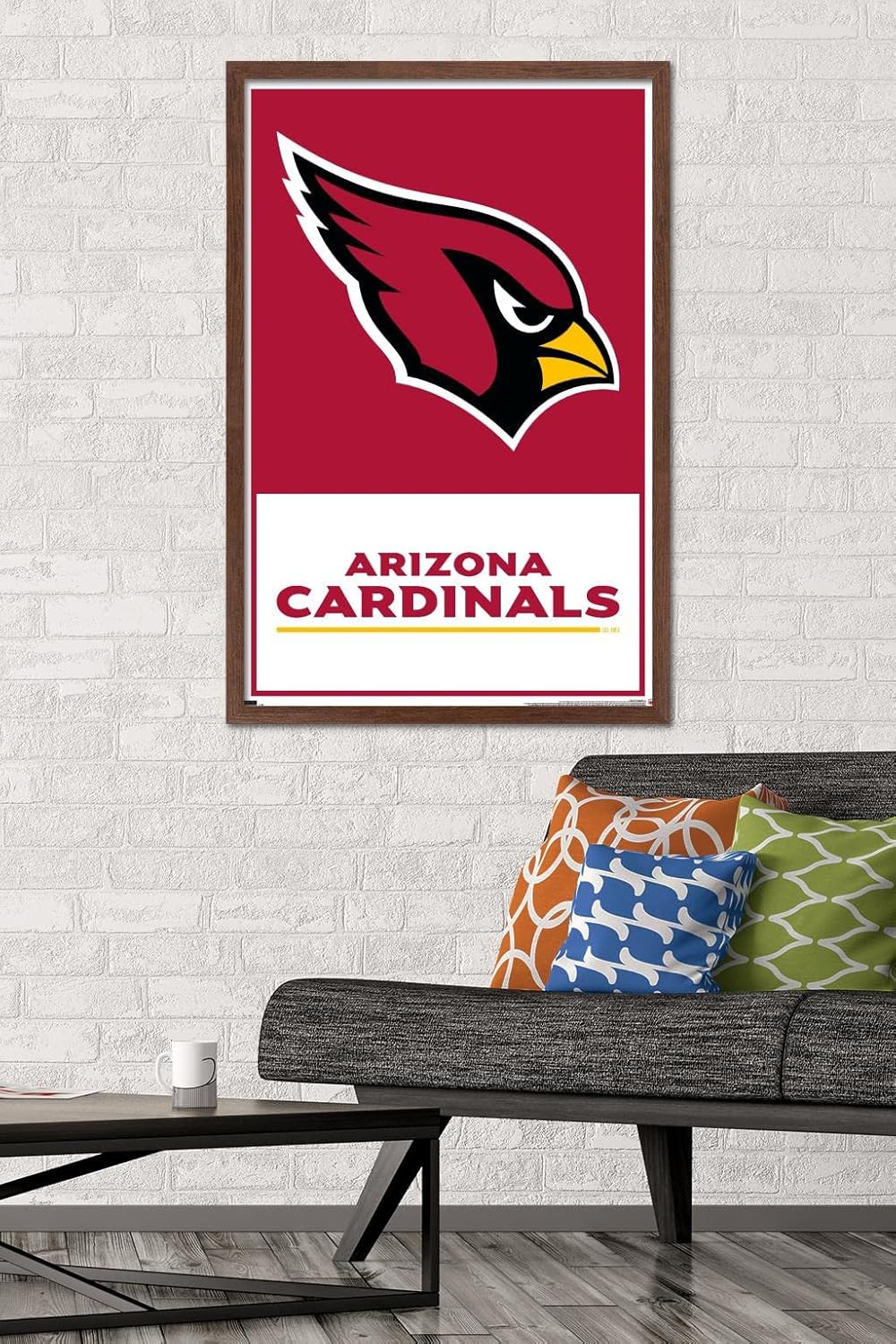 Trends International NFL Arizona Cardinals - Logo 21 Wall Poster, 34L x 22.4W, Mahogany Framed Version