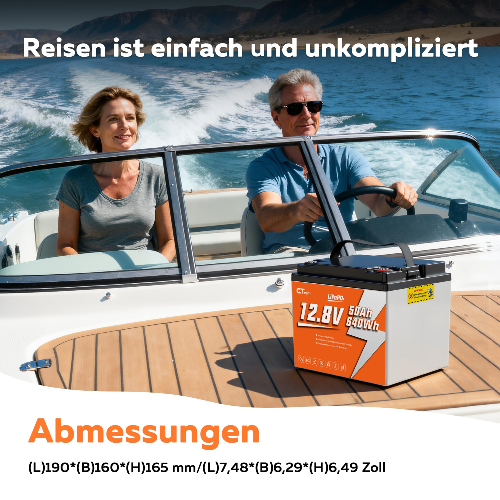 LiFePO4 12 V 50 Ah batteria con protezione BMS da 50 A, protezione a bassa temperatura e massima, 4000 – 15000 cicli, batteria al litio Deep Cycle per camper, impianto solare, barca, casa, kit