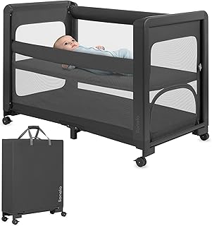 Lionelo Patty 5-in-1 Reisebett & Beistellbett mit Matratze, Faltbares Kinder-/Babyreisebett mit Tragetasche & Rollen, Laufstall - Ideal von Geburt bis 15 kg