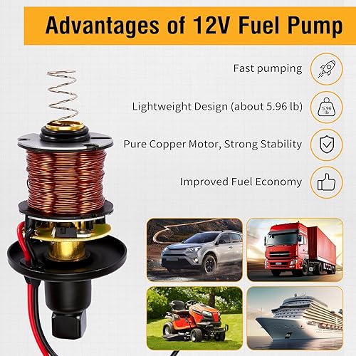 Miniatura 3 de CarBole Bomba de combustible en línea de baja presión de 12 V, 2-3.5 PSI, bomba eléctrica universal de gasolina diésel para carburadores,