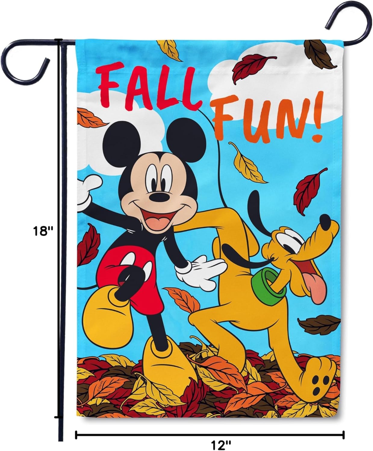 Flagology, Disney Fall Fun Mickey and Pluto – Garden Flag 12" x 18", Exclusive Fabric, Officially Licensed Disney, Fall