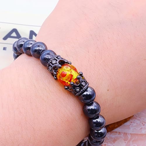 Miniatura 2 de 2 pulseras de obsidiana negra antihinchazón, ajustable, de drenaje linfático, pulsera de terapia magnética para mujeres y hombres, cuentas de yoga