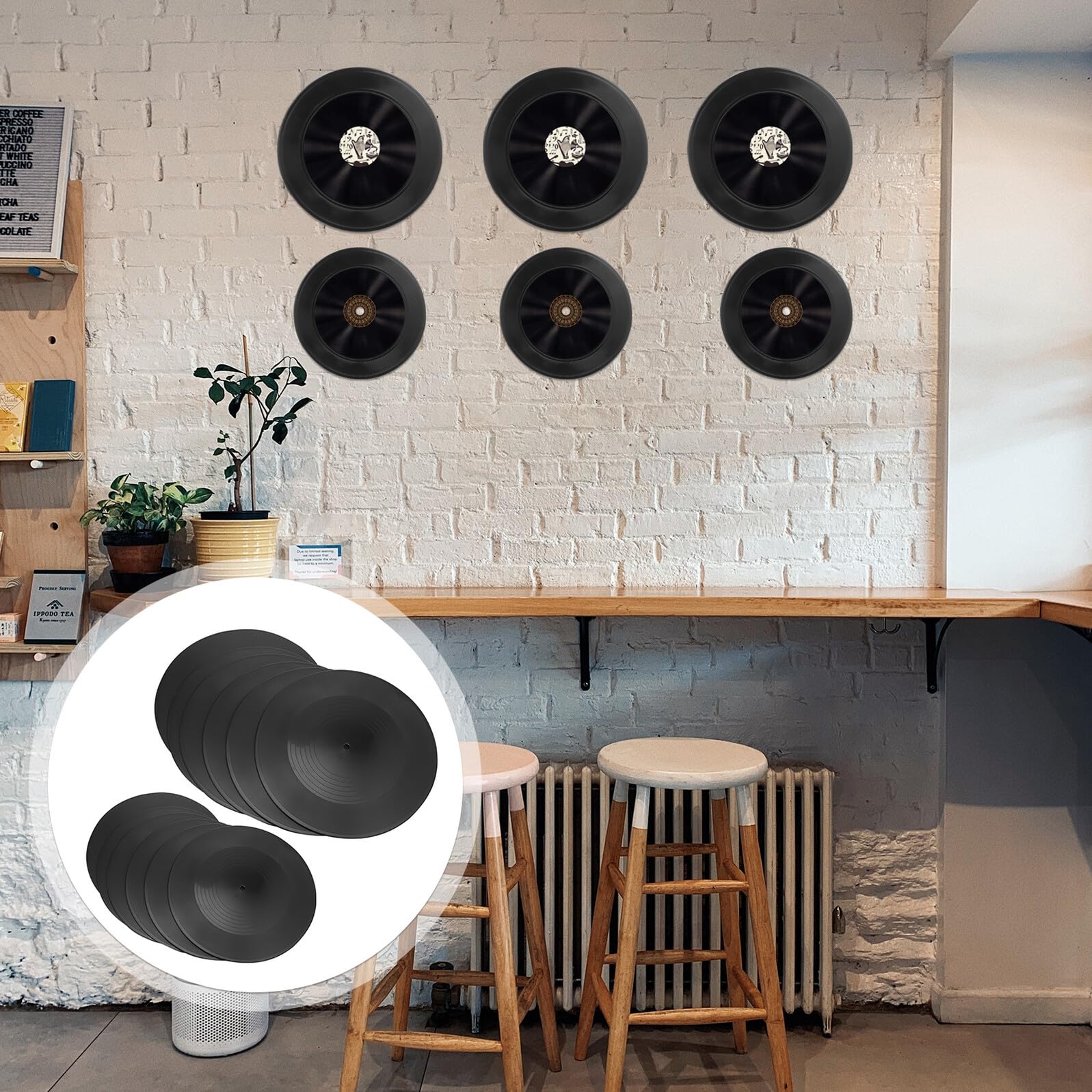 Ipetboom 12Pcs Dischi in Vinile Finto per Decorazioni Murali Indie Estetiche Adatti a Feste a Tema Musica Retrò Camera da Letto Soggiorno Bar