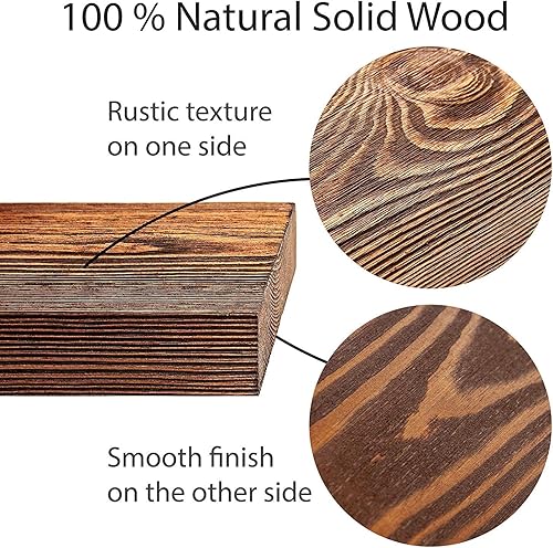 Miniatura 5 de New England Wood Crafters Estantes flotantes de madera, juego de estantes flotantes hechos a mano de pino rústico, cocina, oficina, dormitorio,